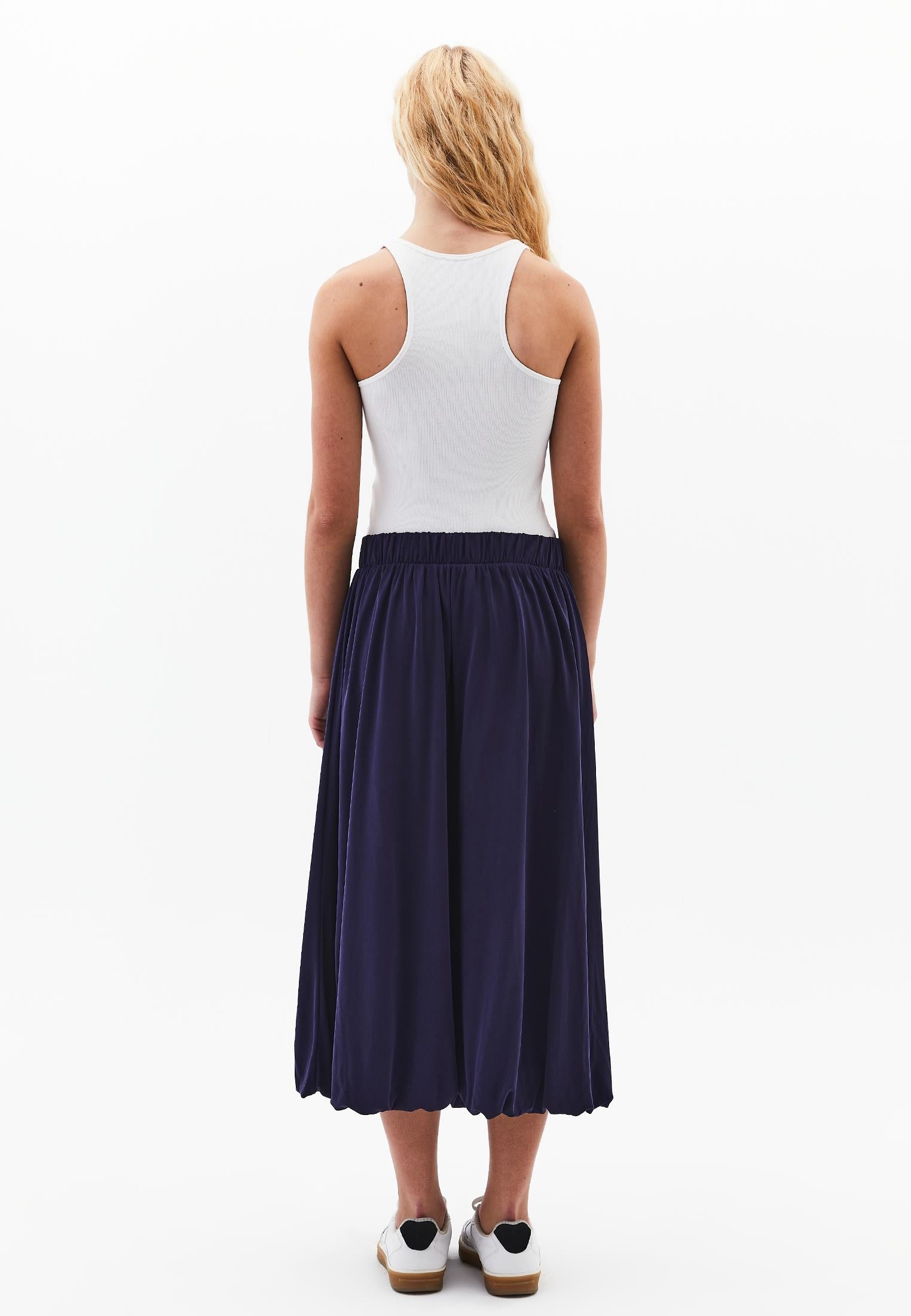 Balloon Form Midi Skirt - EVENING BLUE