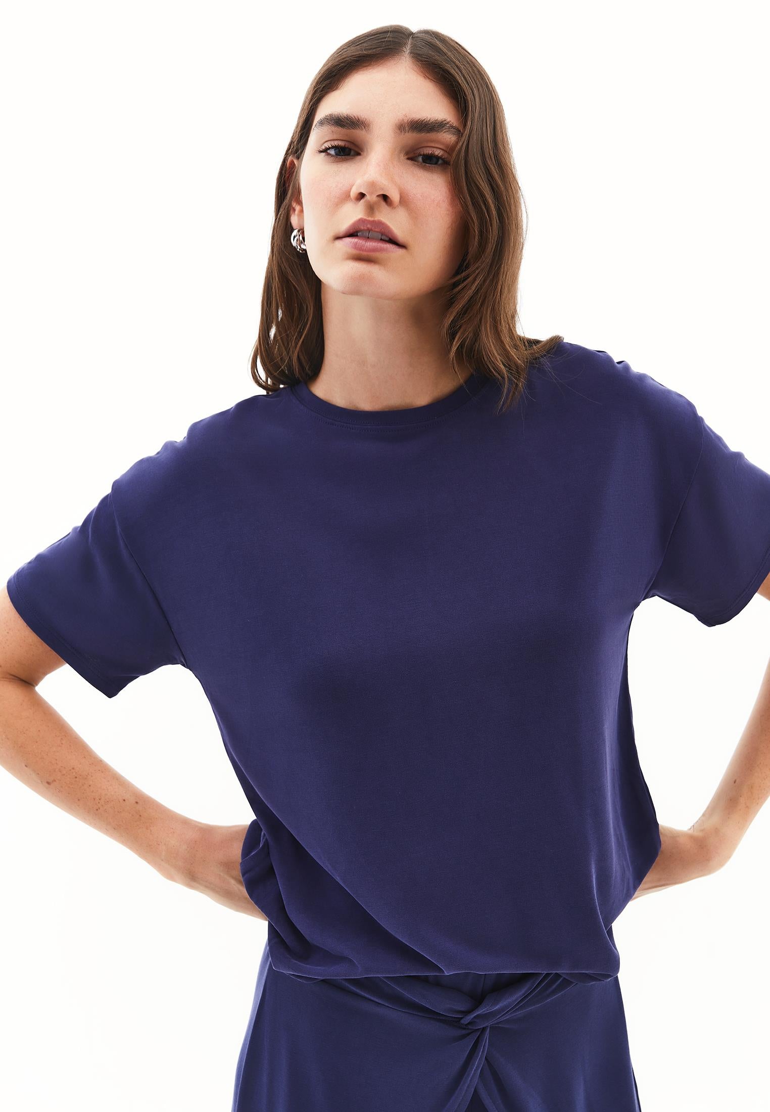 Standard Loose Short Sleeve T-Shirt - EVENING BLUE
