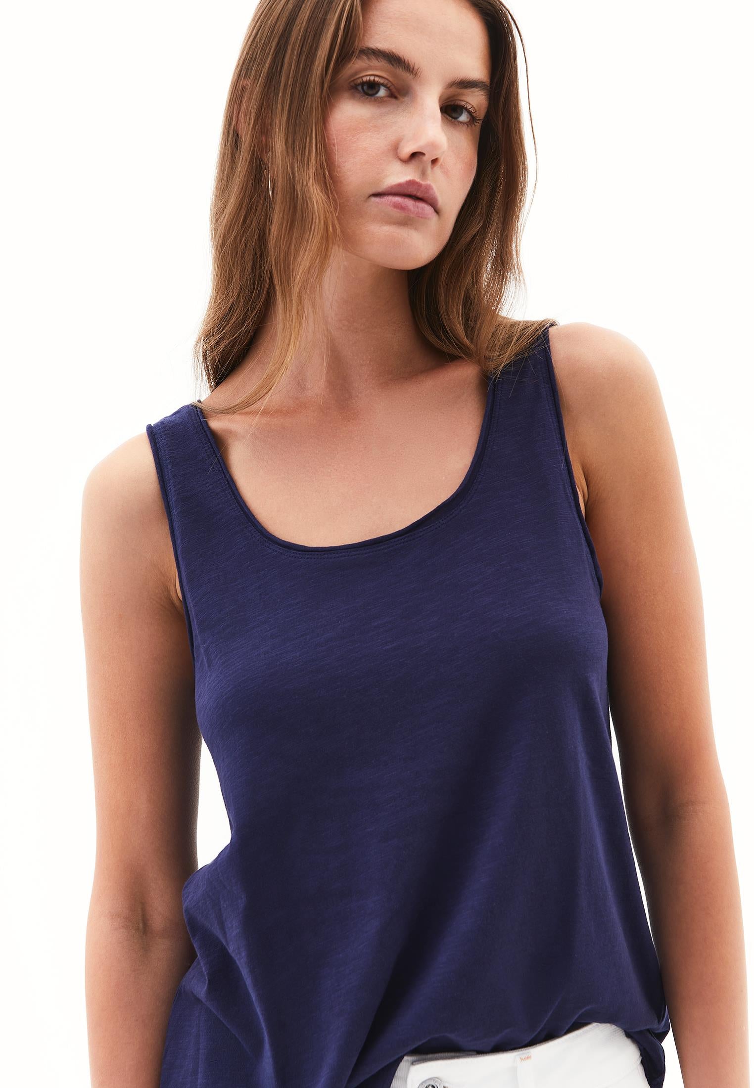 U Neck Sleeveless Tank Top - EVENING BLUE