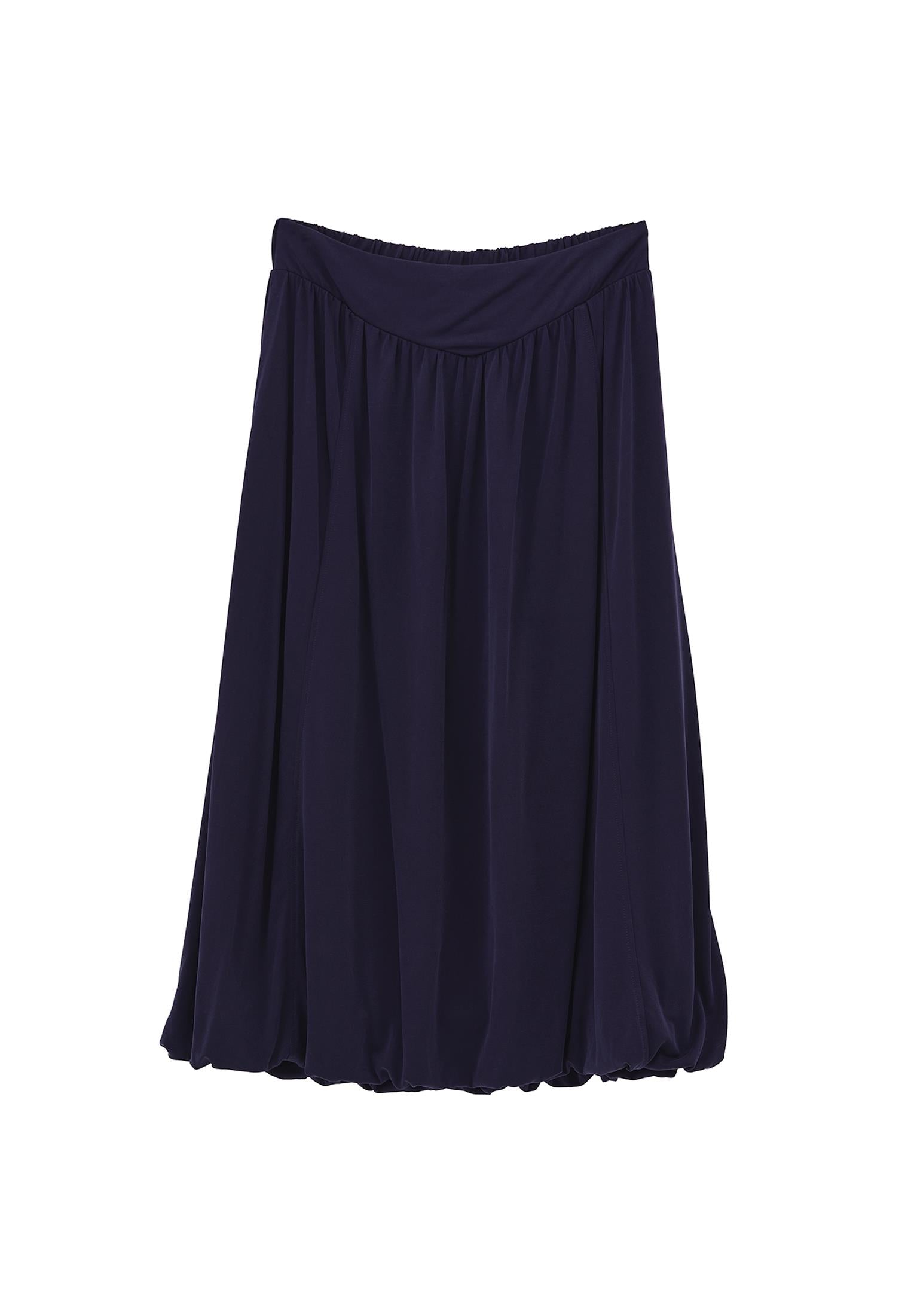 Balloon Form Midi Skirt - EVENING BLUE
