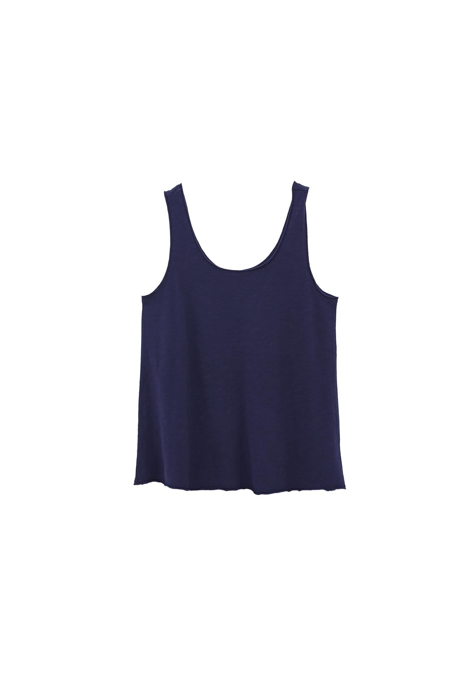 U Neck Sleeveless Tank Top - EVENING BLUE