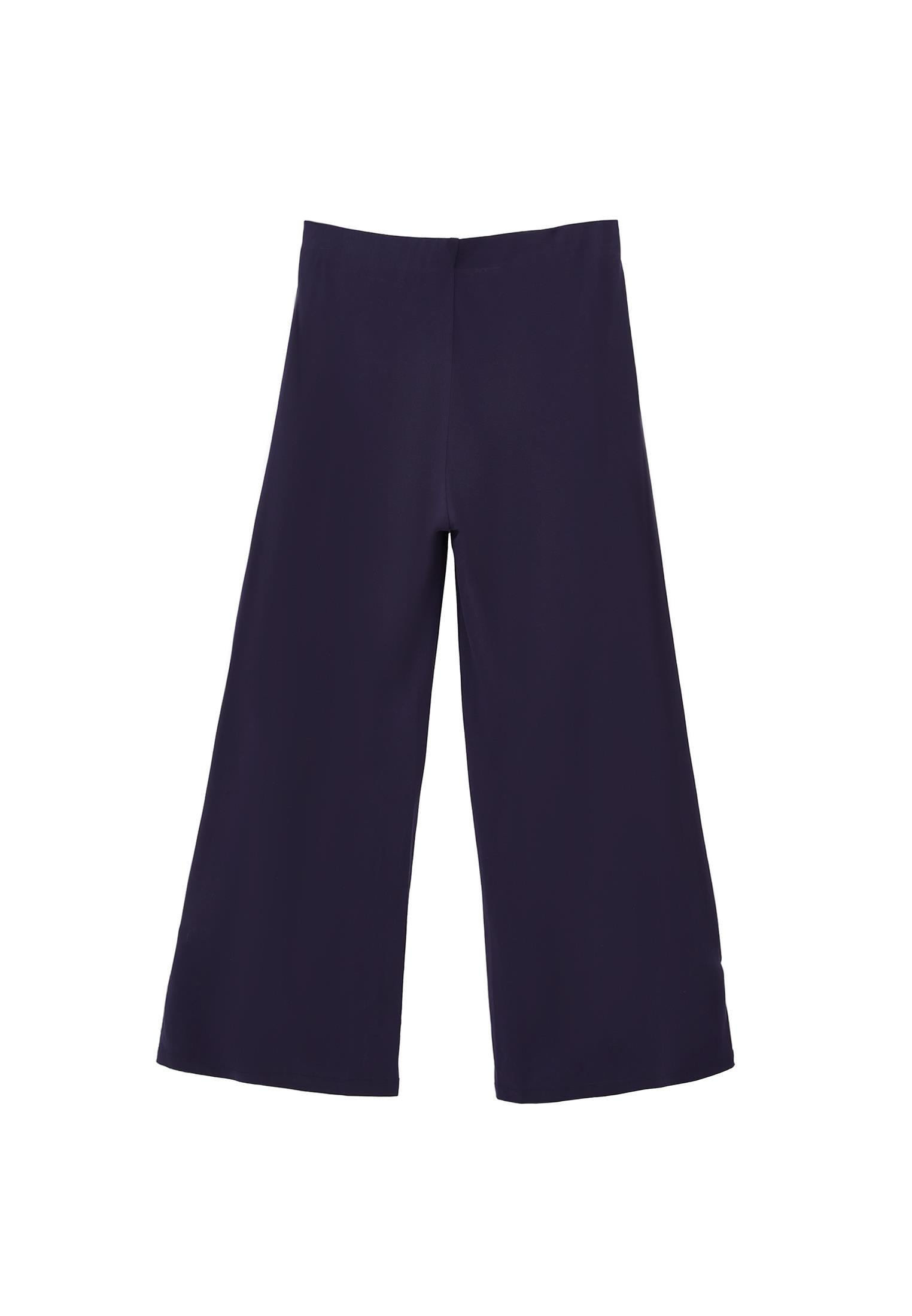 Wide Leg Regular Waist Trousers - EVENING BLUE