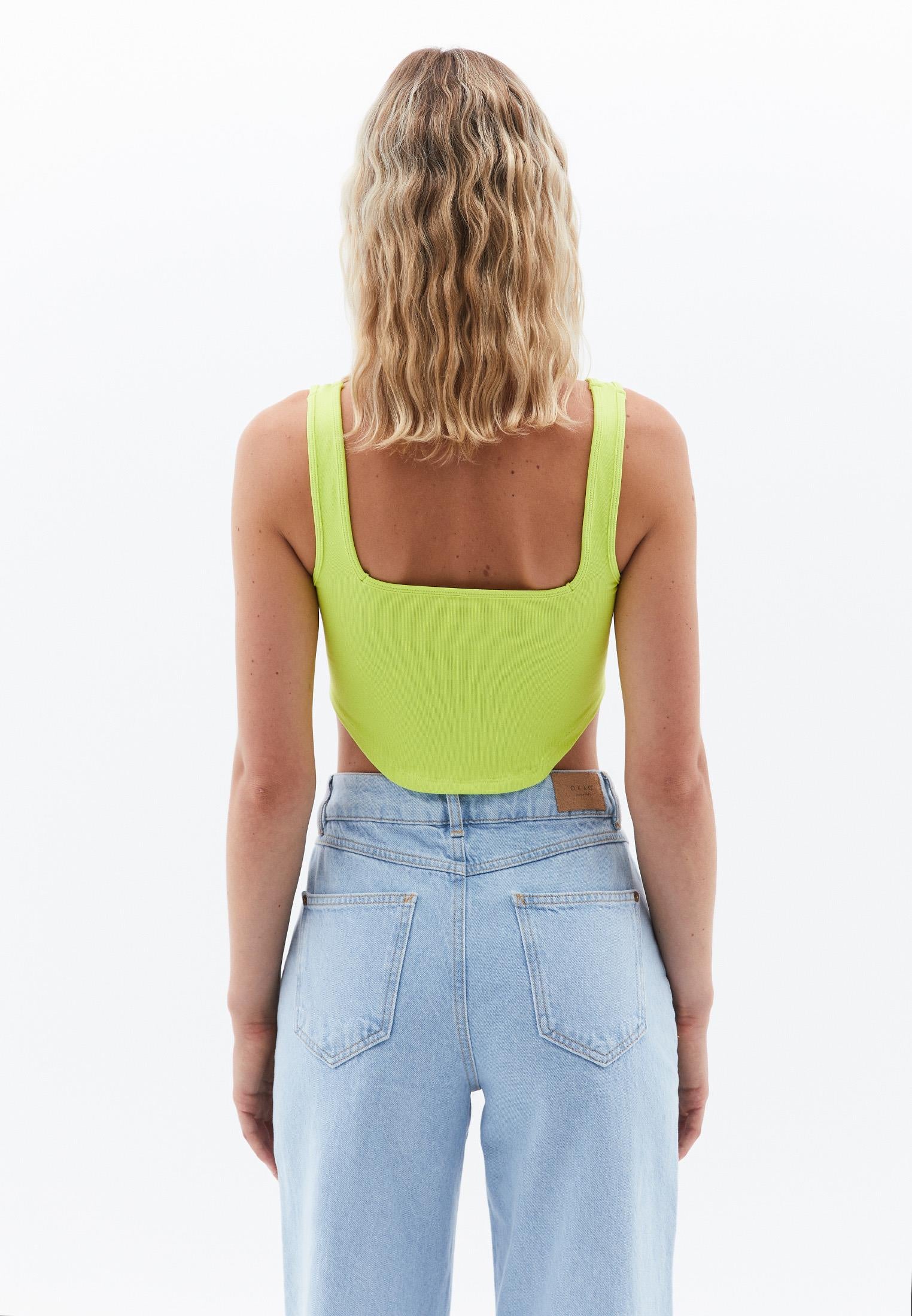 U Neck Bodycon Cropped Tank Top - EVENING PRIMROSE