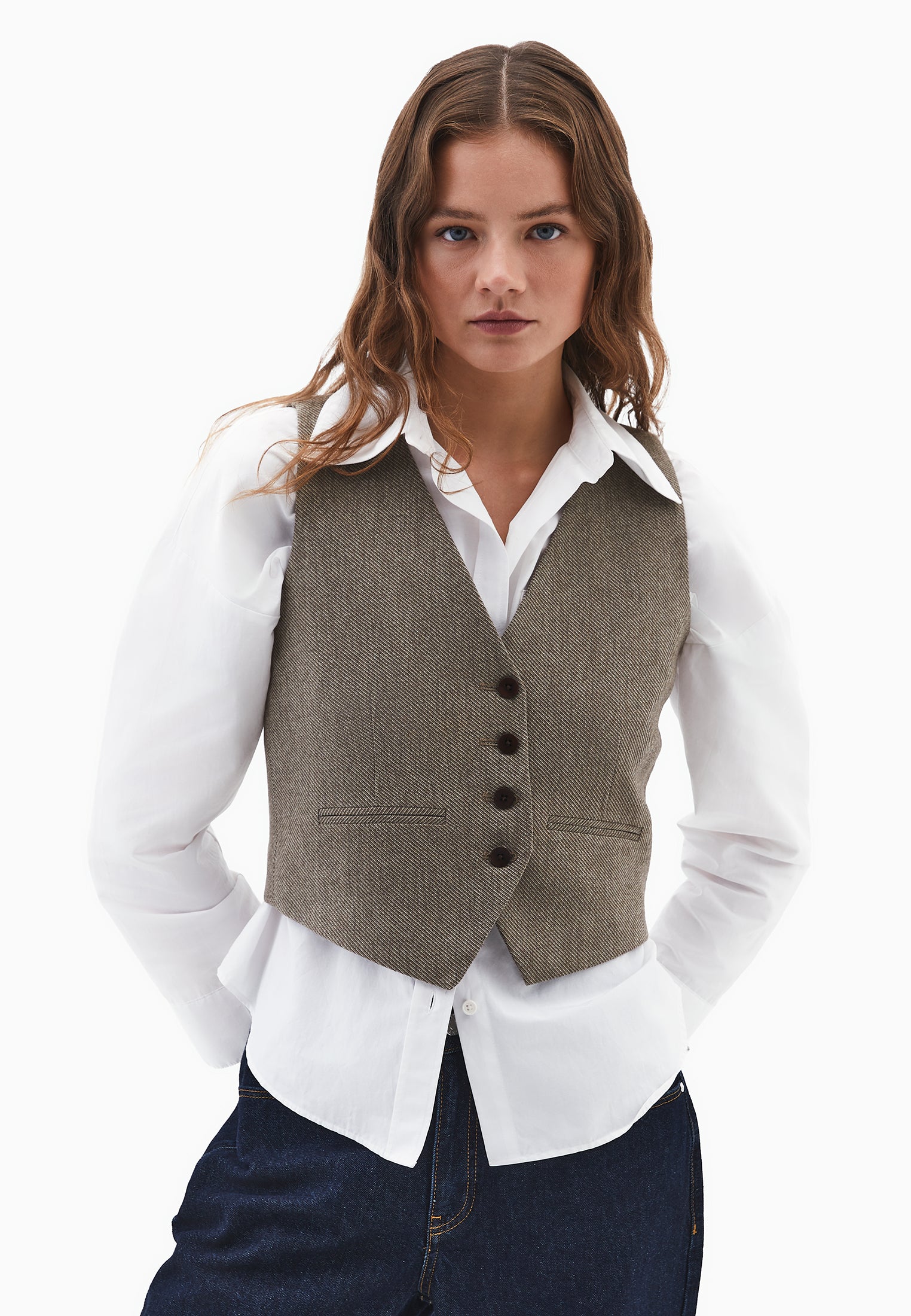 V Neck Wool Vest - FALCON