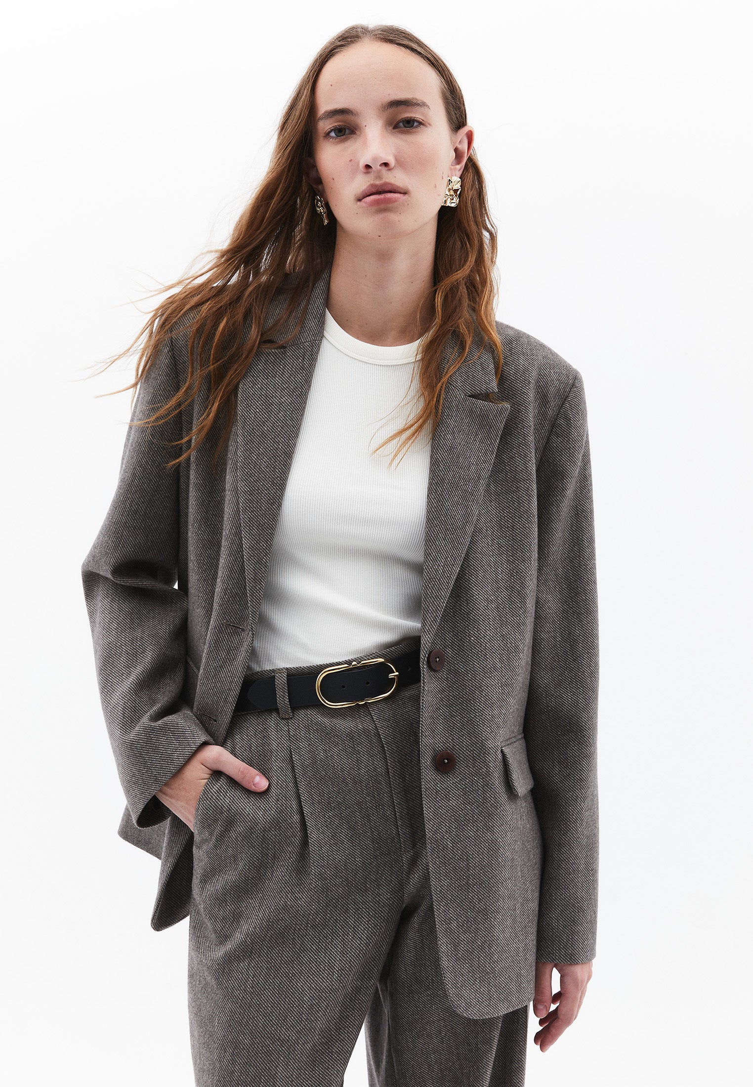 Oversize Blazer Jacket With Button Details - FALCON