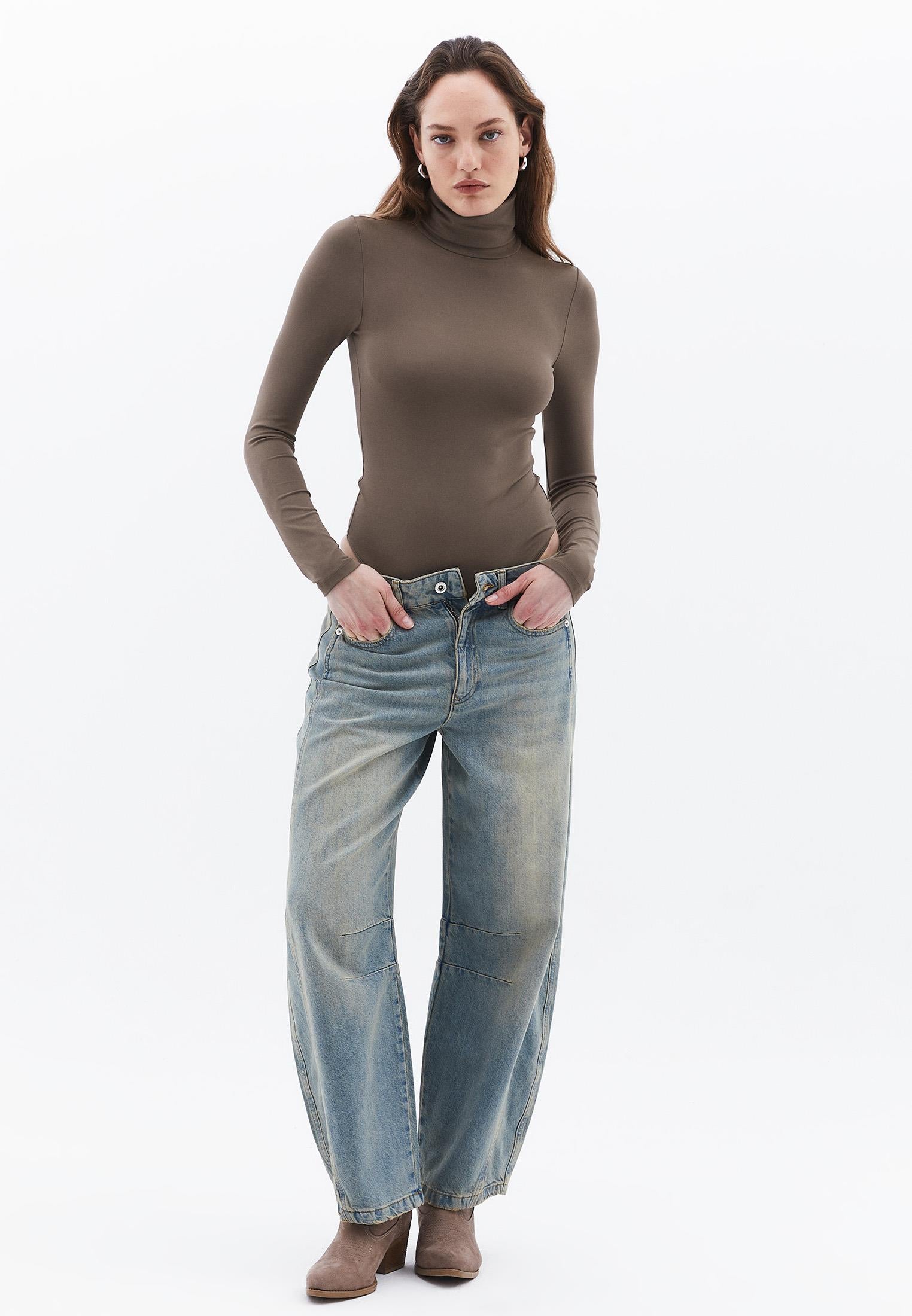 Turtleneck Long Sleeve Bodysuit - FALCON