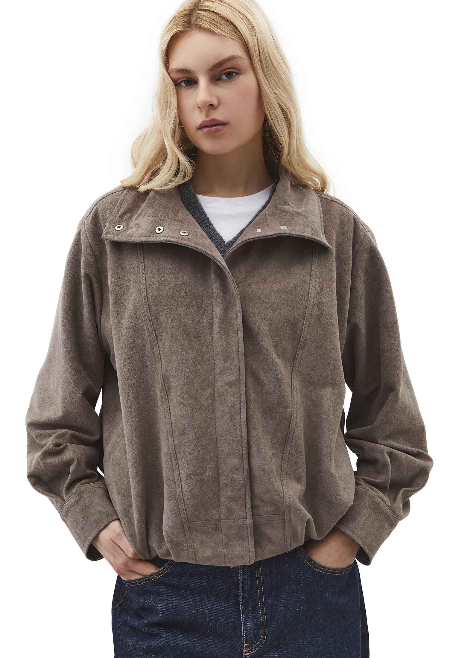 High Neck Pleated Oversize Jacket - FALCON