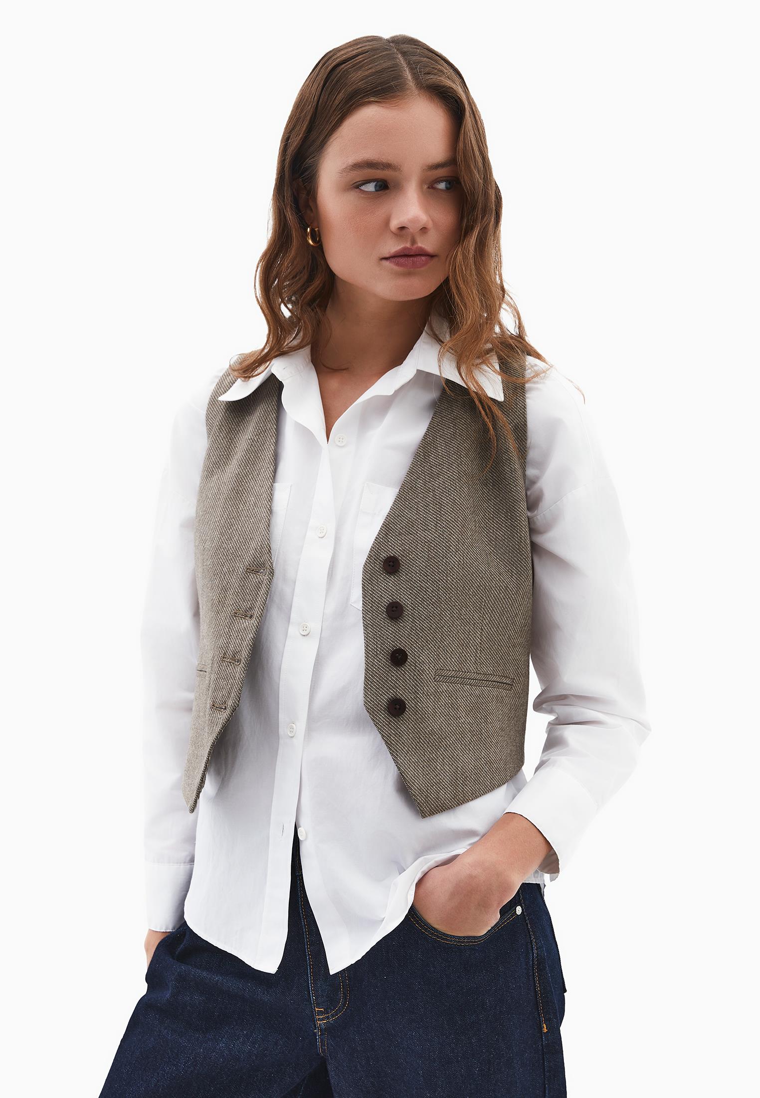 V Neck Wool Vest - FALCON