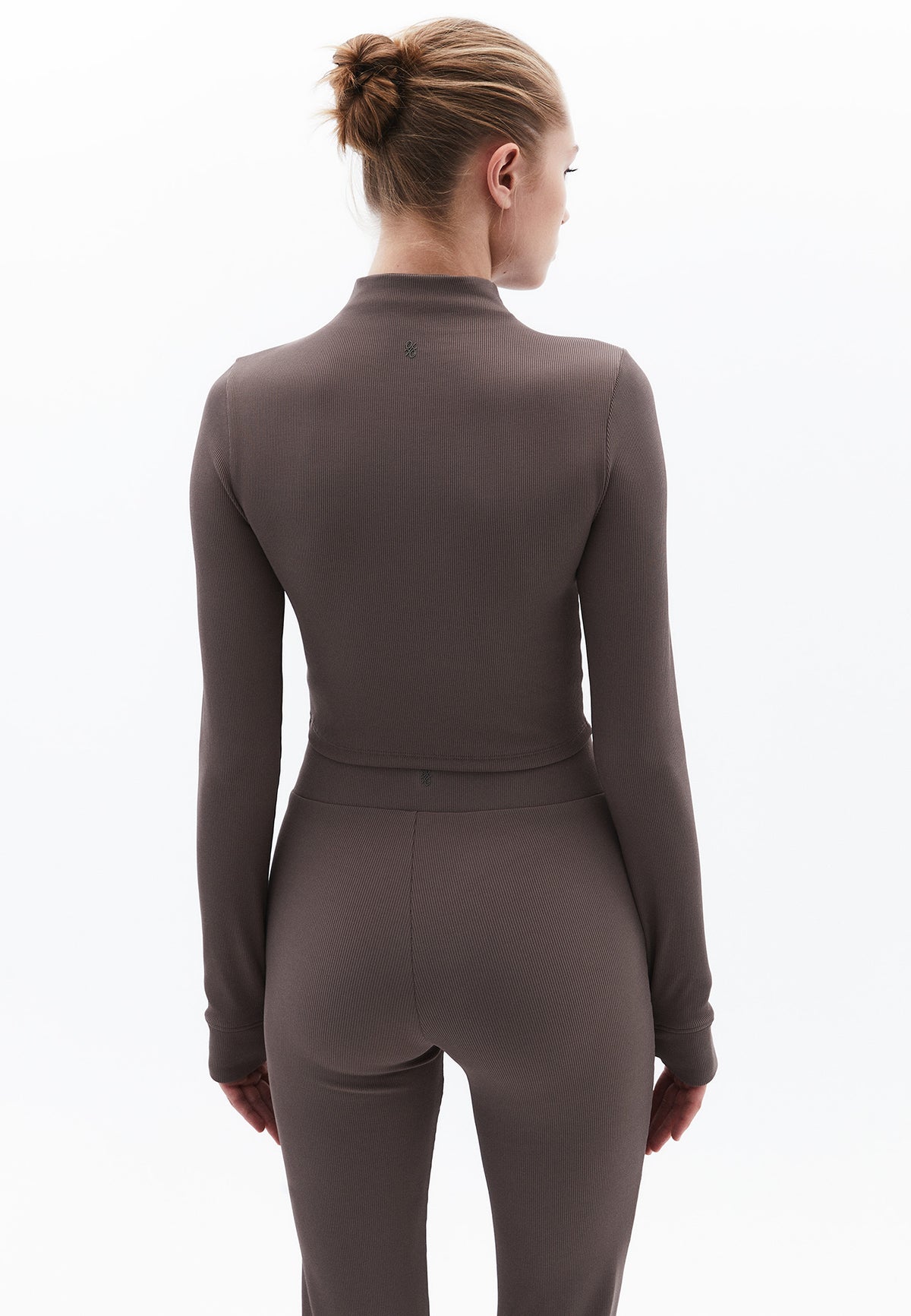 High Neck Long Sleeve Cropped T-Shirt - FALCON