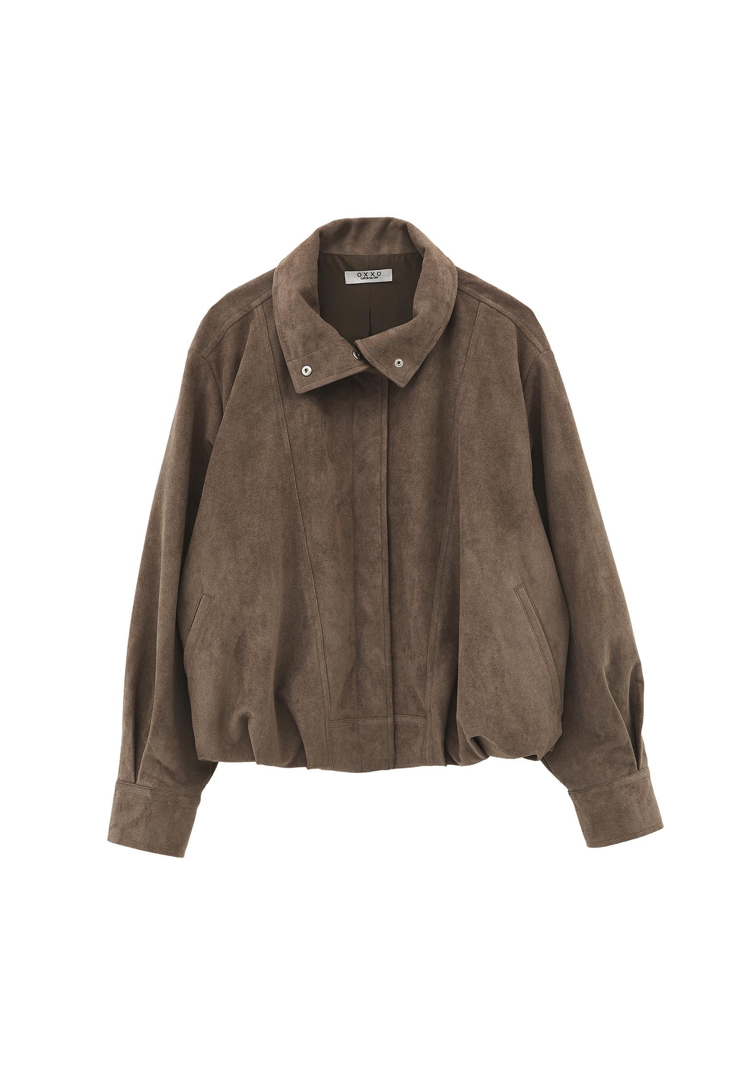High Neck Pleated Oversize Jacket - FALCON