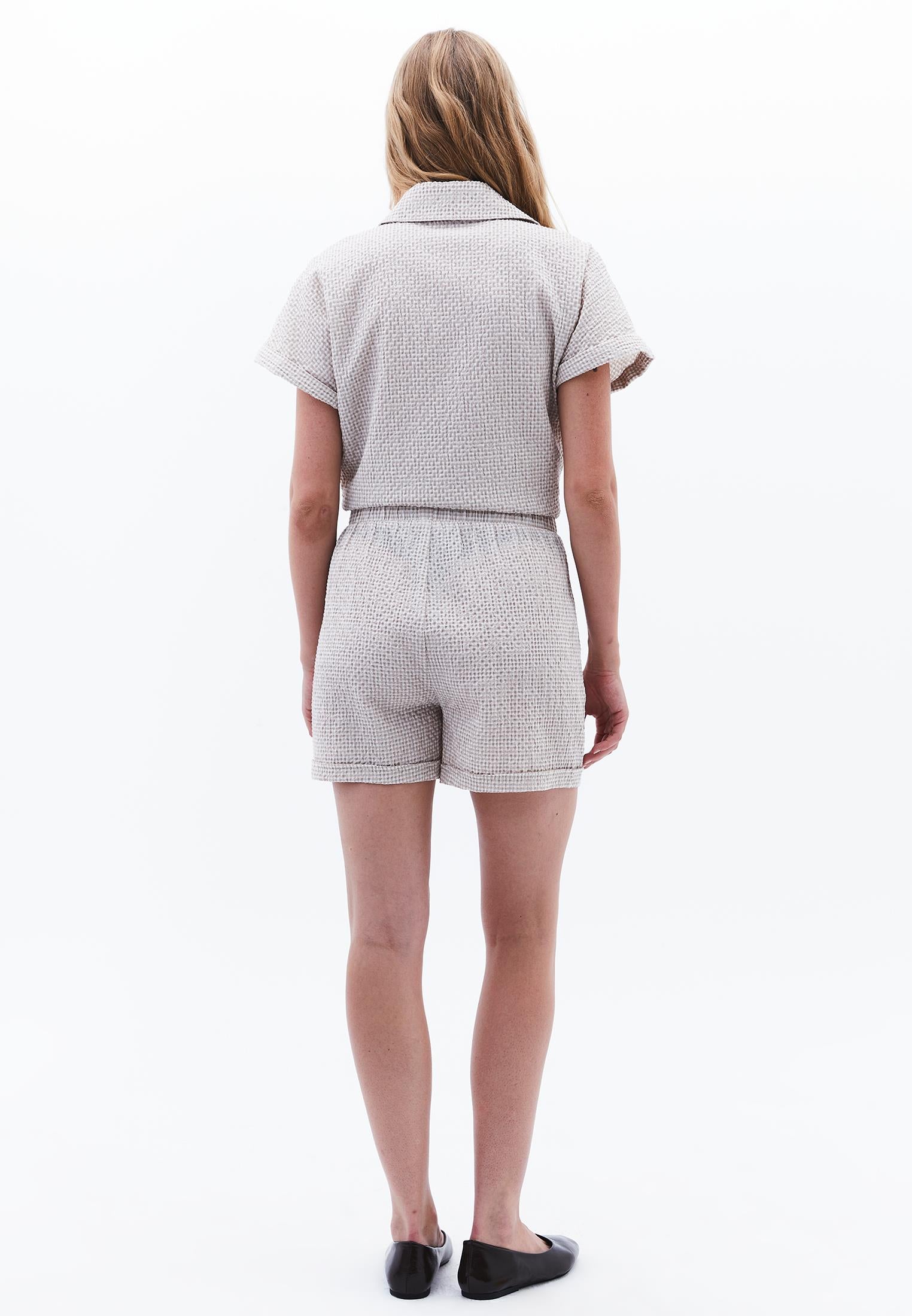 Ultra High Waist Short Shorts - FEATHER GRAY GINGHAM
