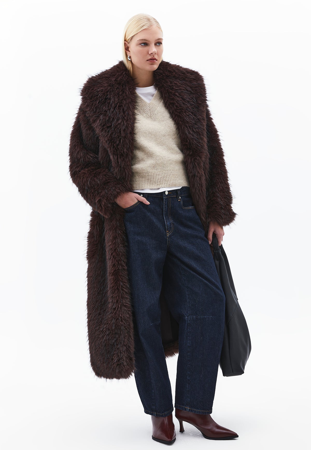 V Neck Sleeveless Knit Vest - FEATHER GRAY MELANGE