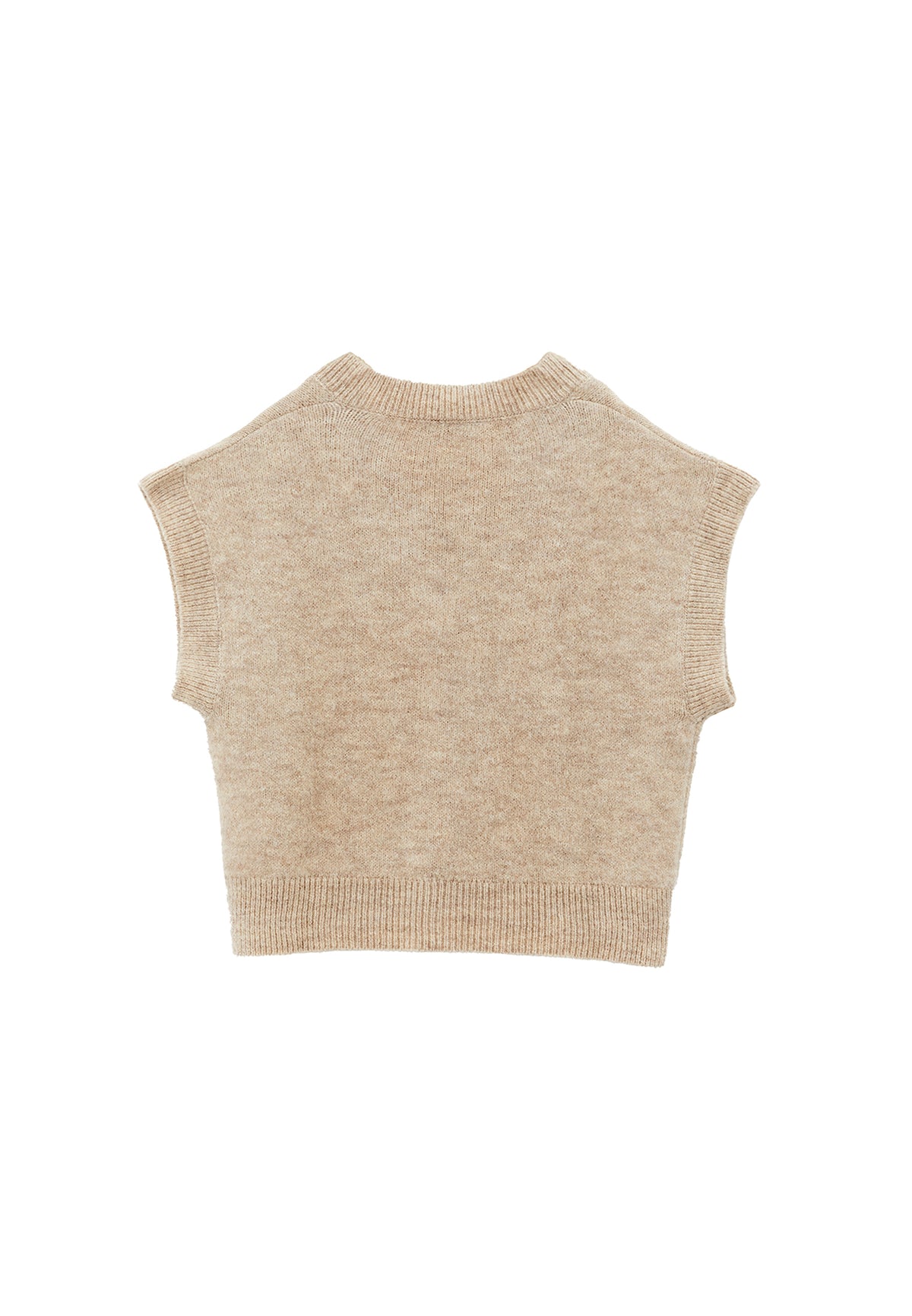 V Neck Sleeveless Knit Vest - FEATHER GRAY MELANGE