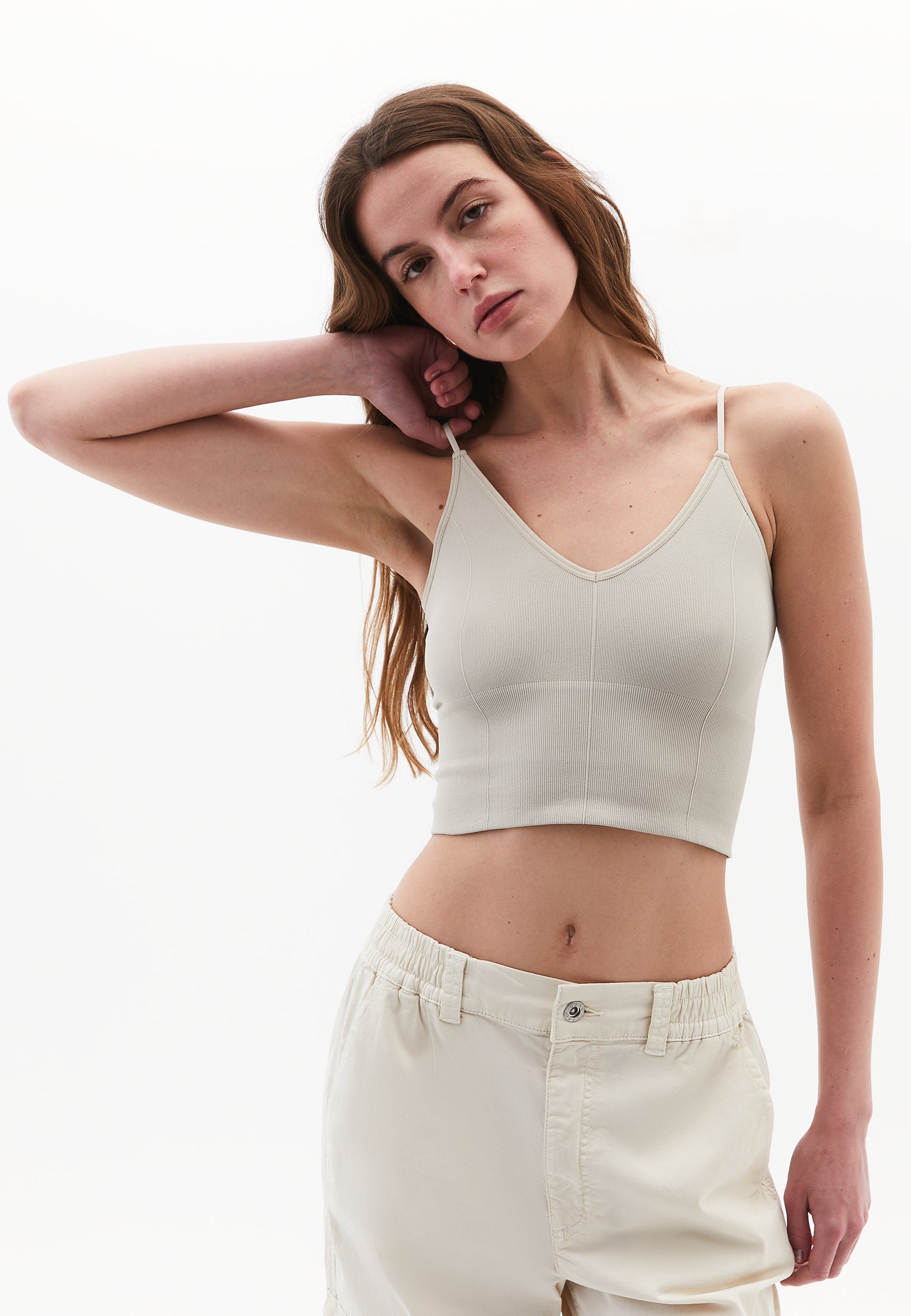 V Neck Tank Top - FEATHER GRAY