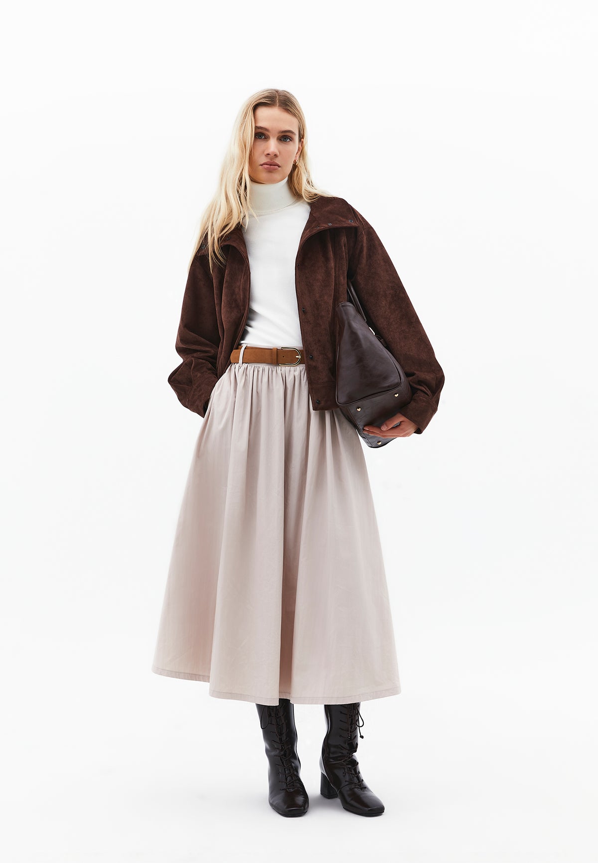 A-Line Long Skirt - FEATHER GRAY