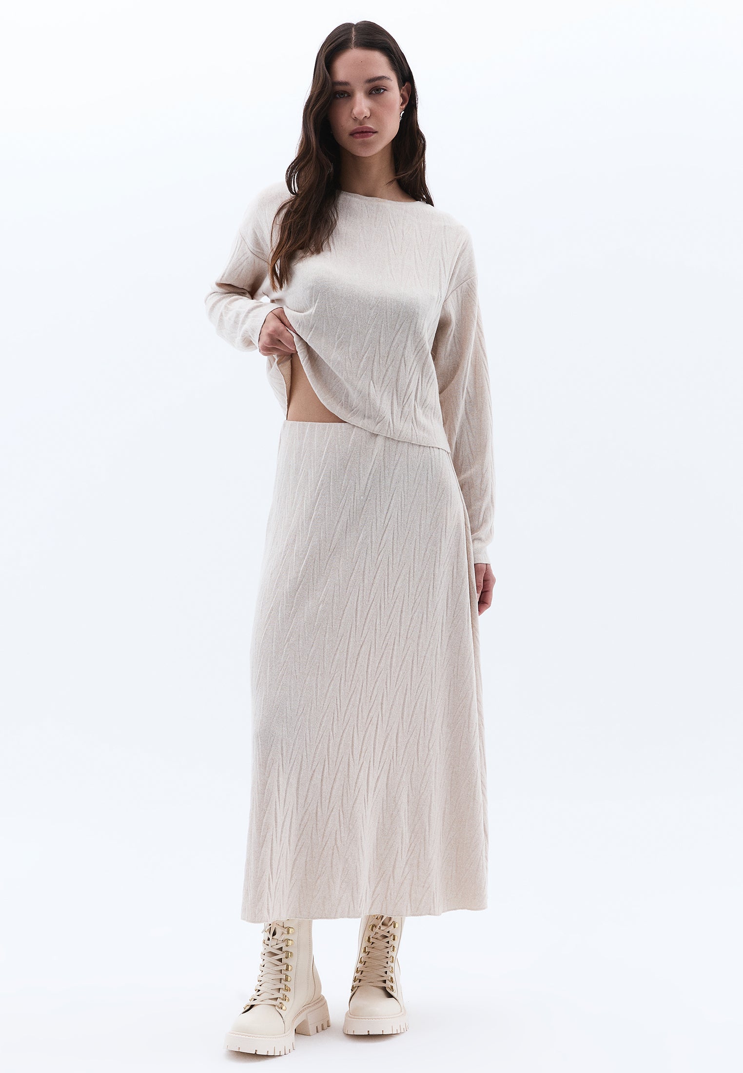 Midi Flared Skirt - FEATHER GRAY
