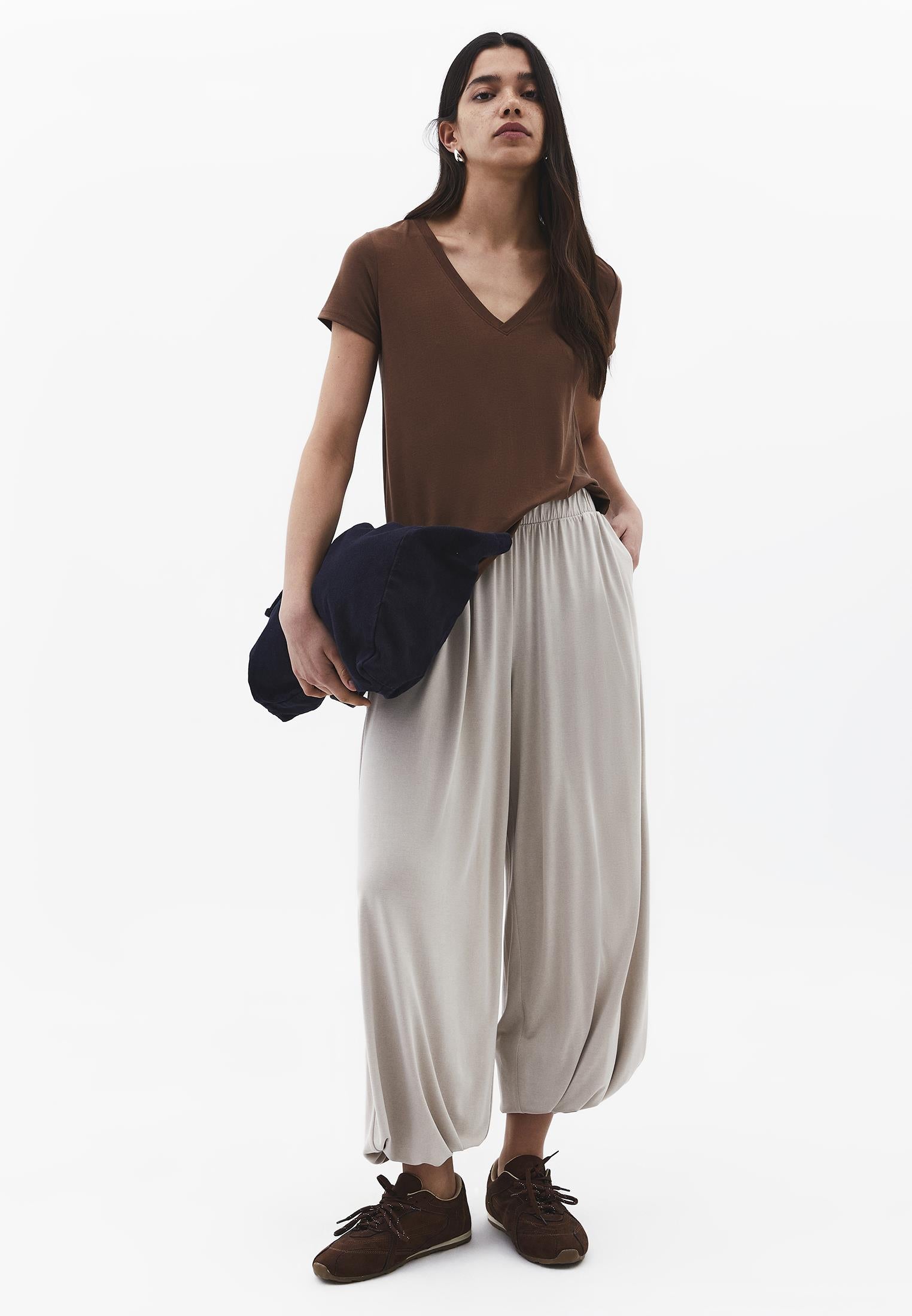 Balloon Form High Waist Jogger Pants - FEATHER GRAY
