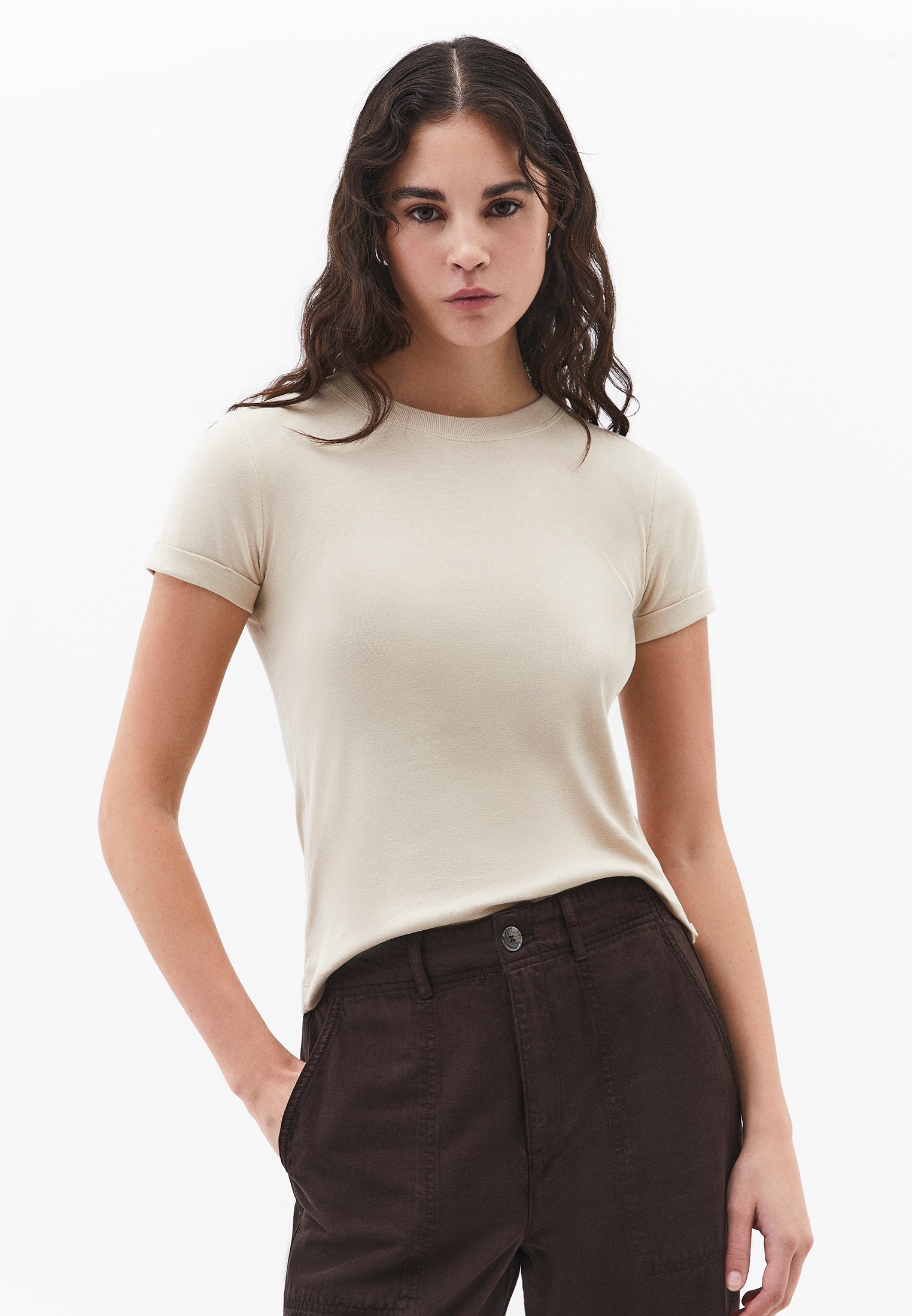 Crew Neck Short Sleeve T-Shirt - FEATHER GRAY