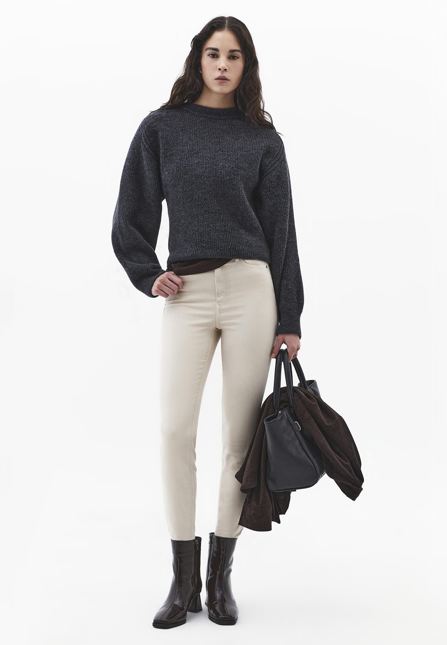 High Waist Ankle Pants - FEATHER GRAY