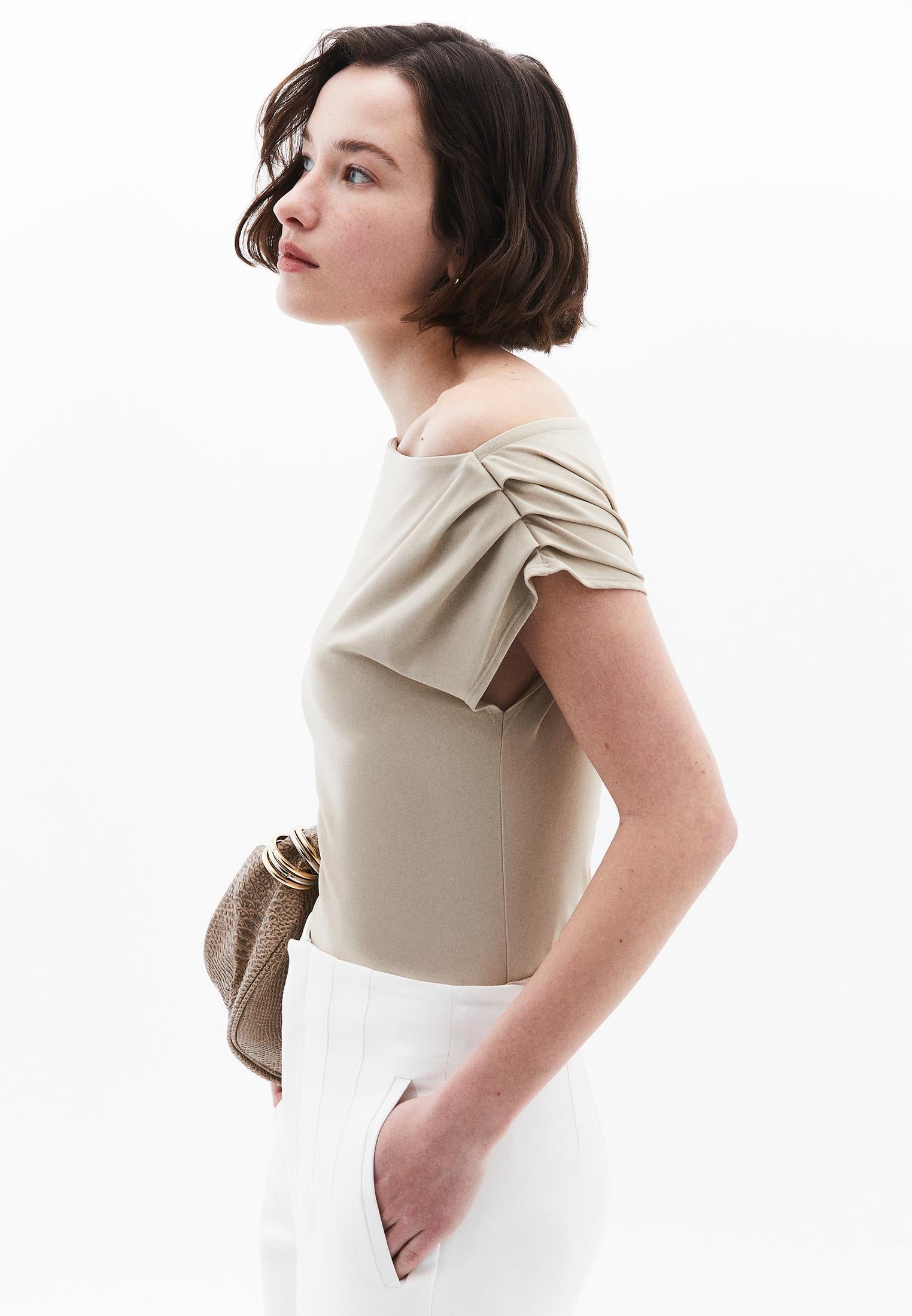 Boat Neck Sleeveless Standard Blouse - FEATHER GRAY