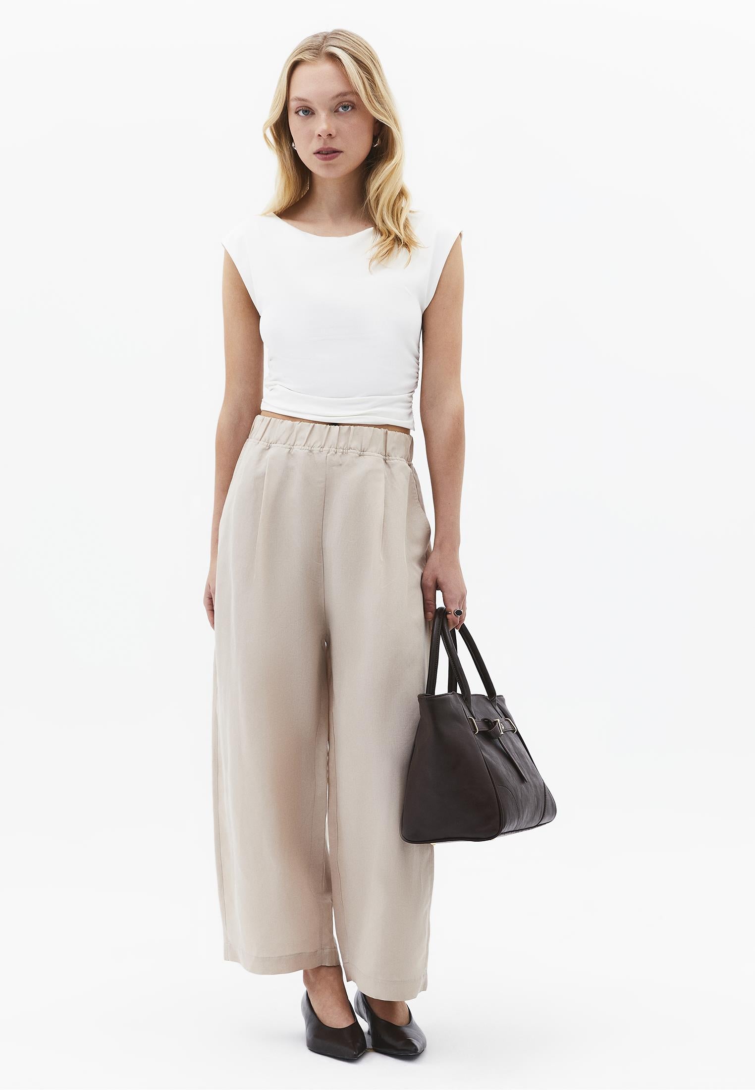 High Waist Carrot Leg Balloon Pants - FEATHER GRAY