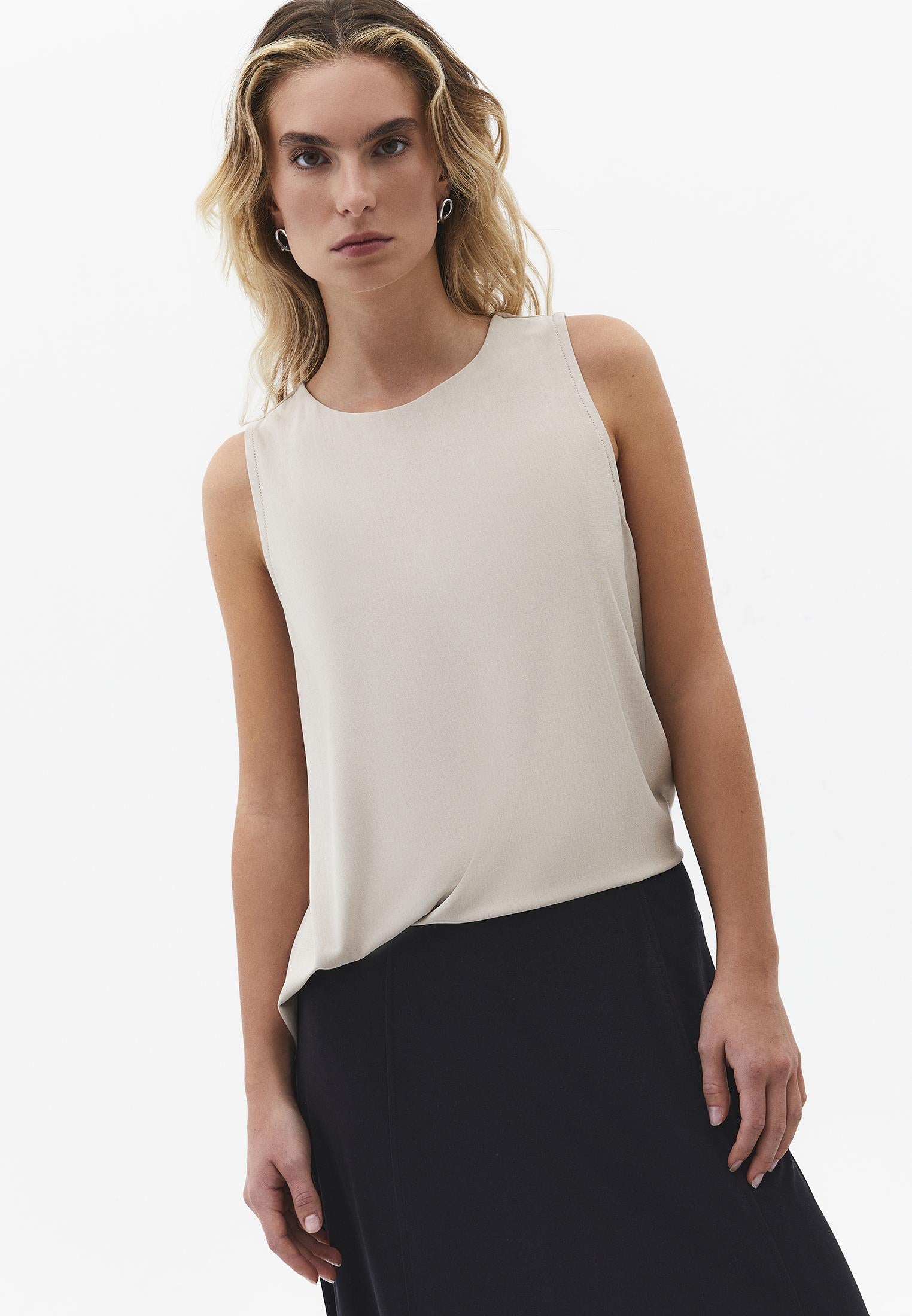 Crew Neck Loose Fit Tank Top - FEATHER GRAY