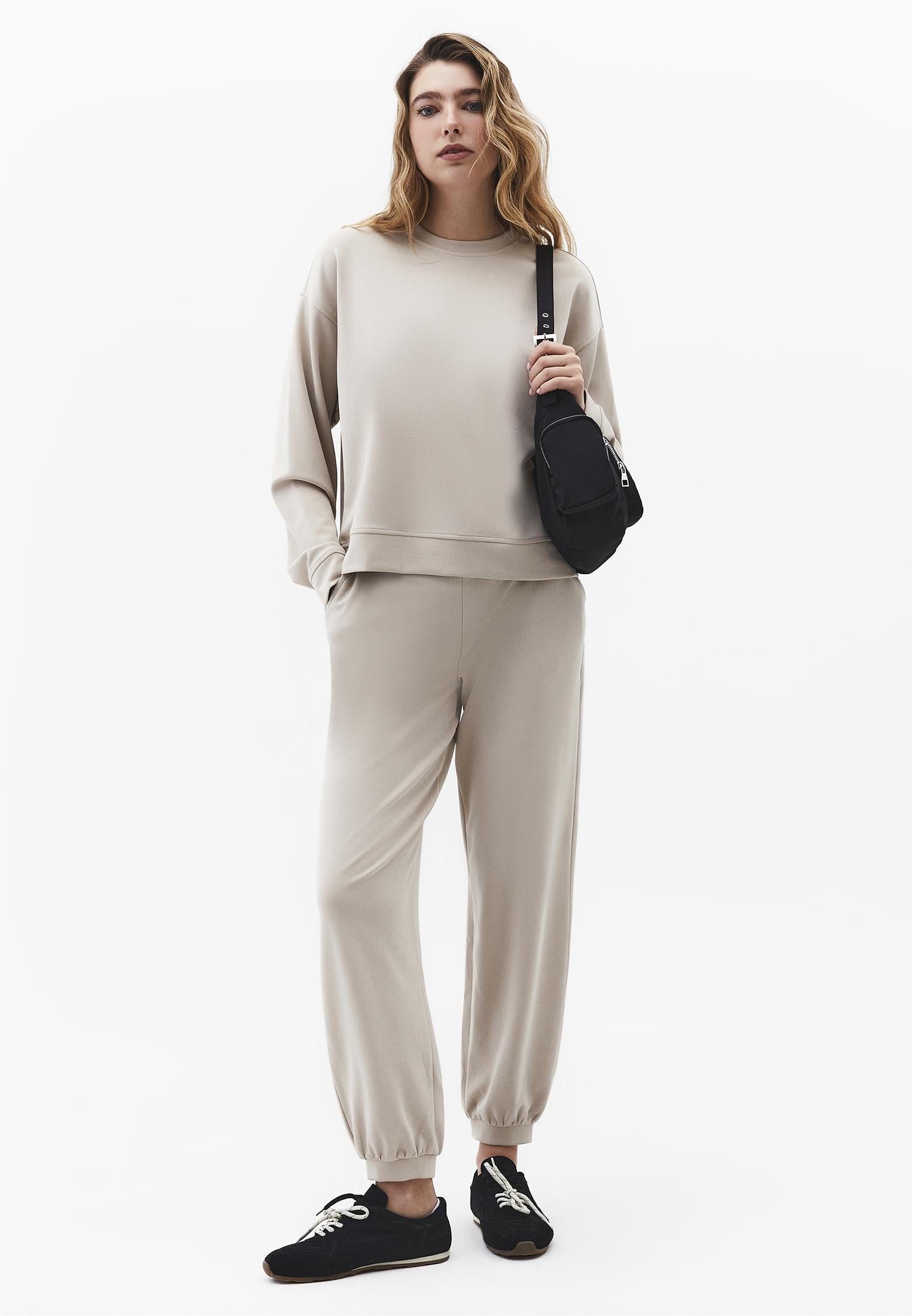 High Waist Jogger Pants - FEATHER GRAY