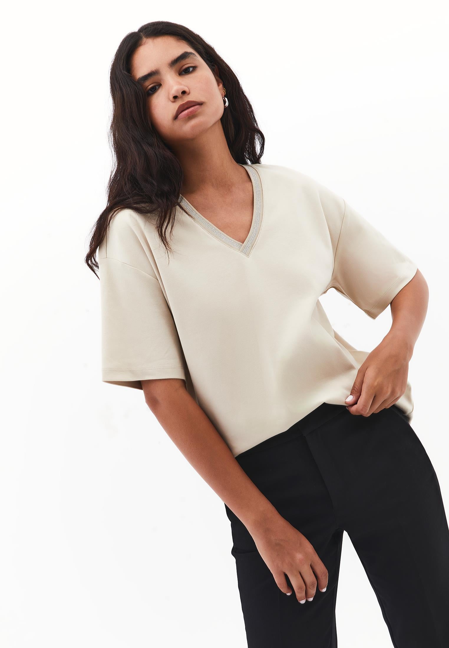 Oversize Cotton T-Shirt - FEATHER GRAY