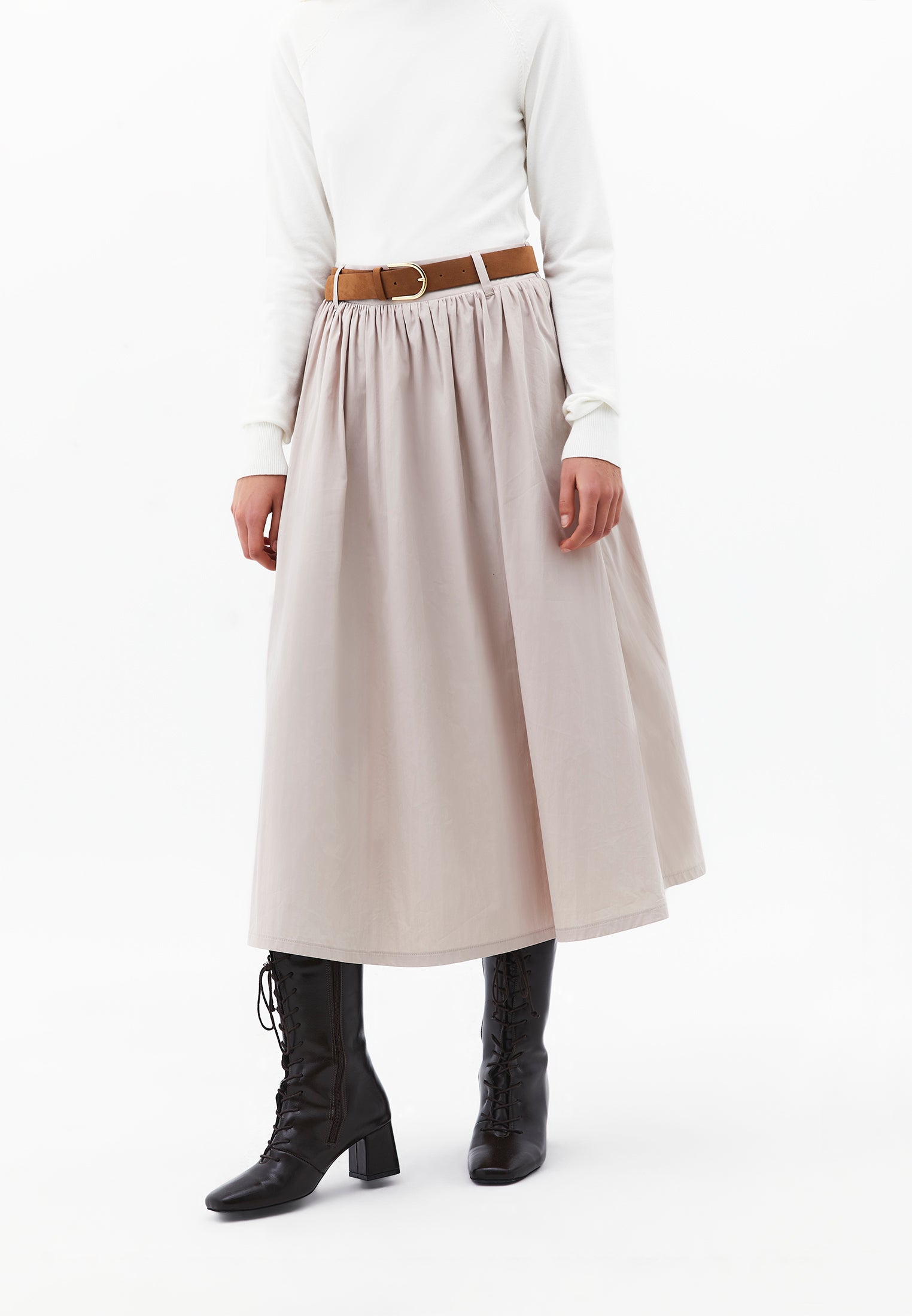 A-Line Long Skirt - FEATHER GRAY