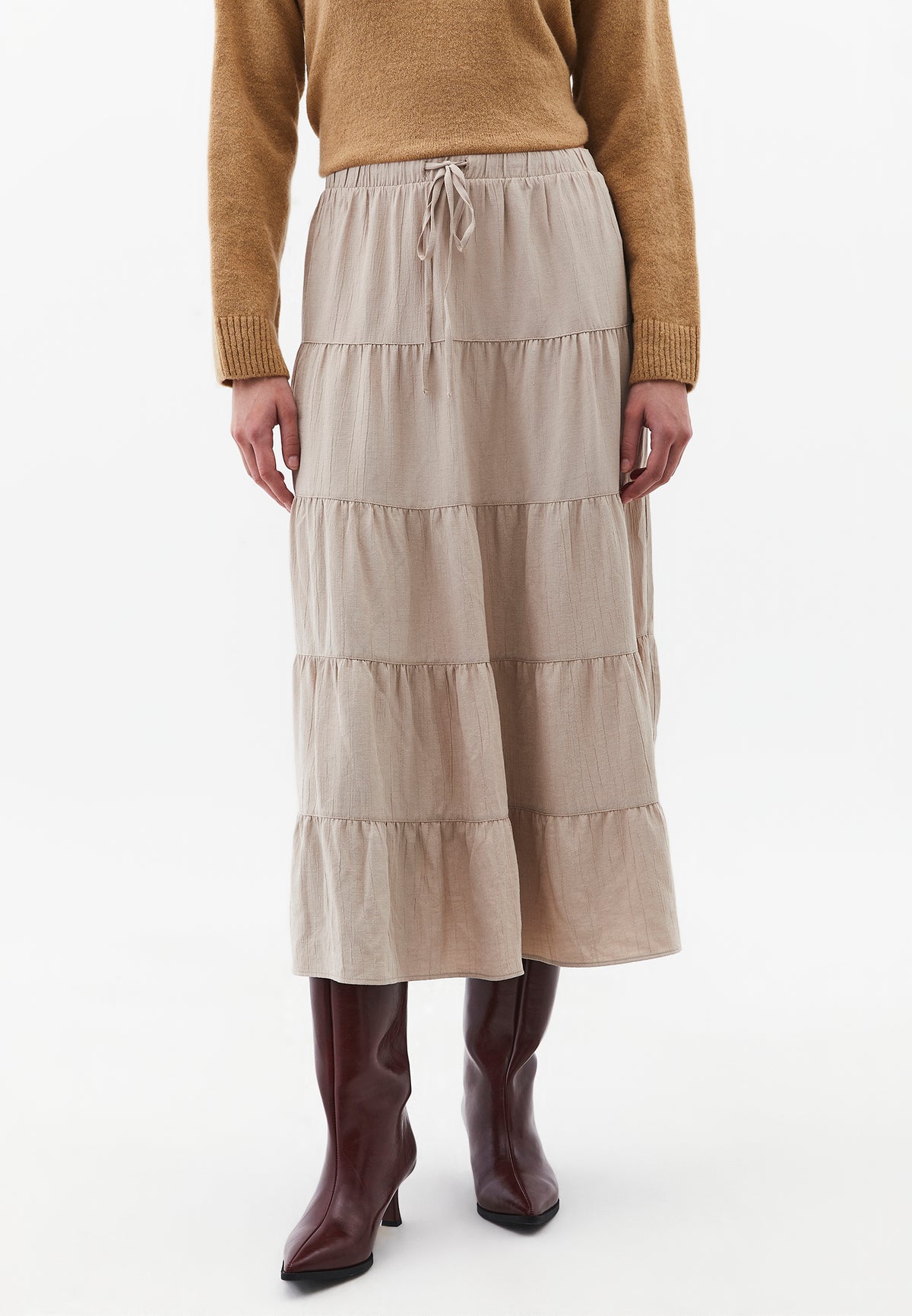 A-Line Midi Skirt - FEATHER GRAY