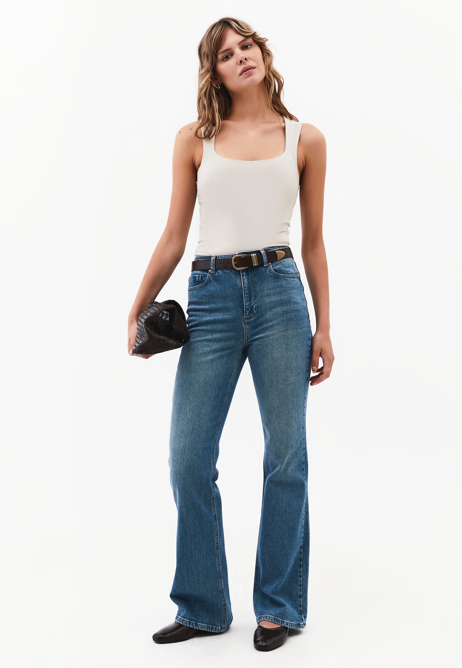 Square Neck Bodycon Standard Tank Top - FEATHER GRAY