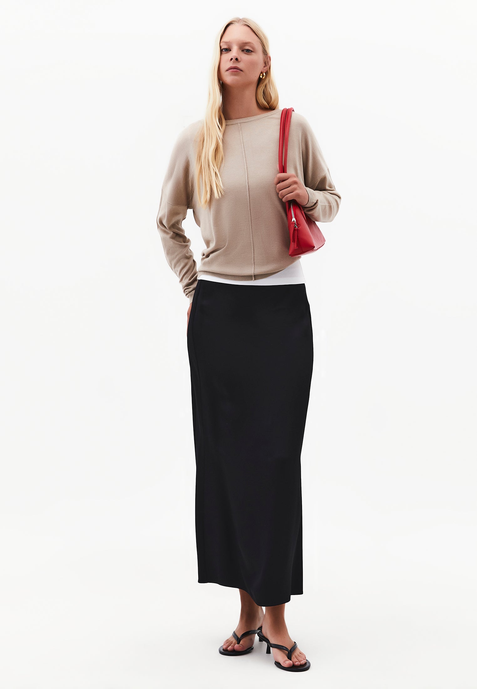 Boat Neck Knit Sweater - FEATHER GRAY
