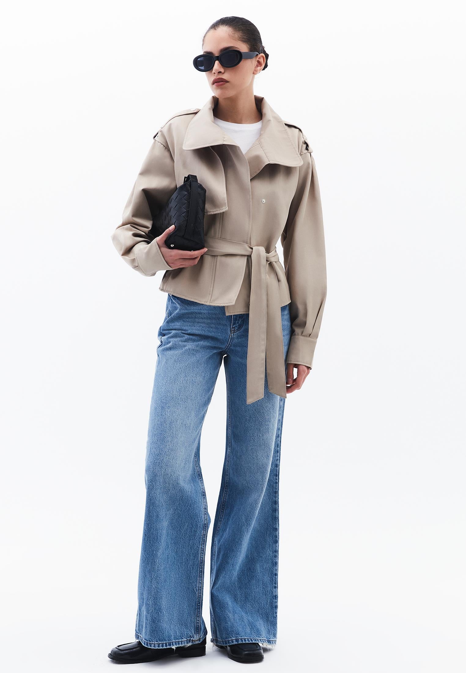 Oversize Long Sleeve Trenchcoat - FEATHER GRAY