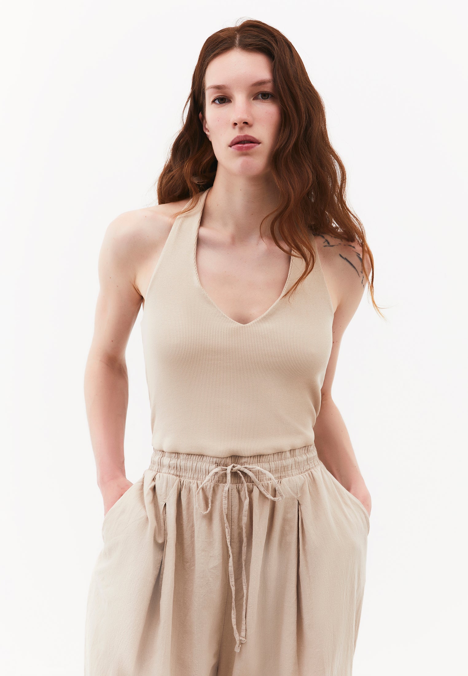 V Neck Women's Casual Jumpsuit - FEATHER GRAY