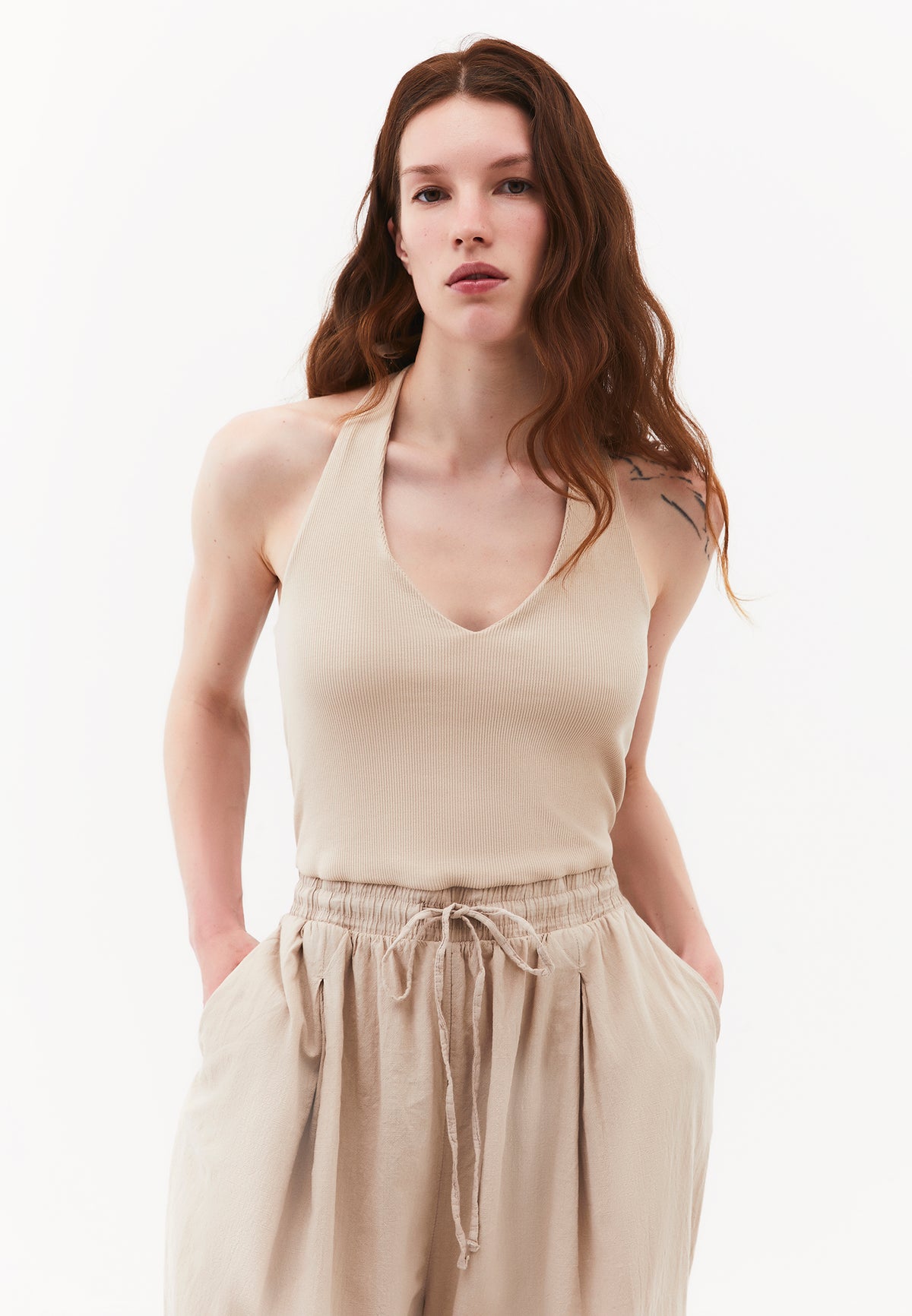 V Neck Women's Casual Jumpsuit - FEATHER GRAY