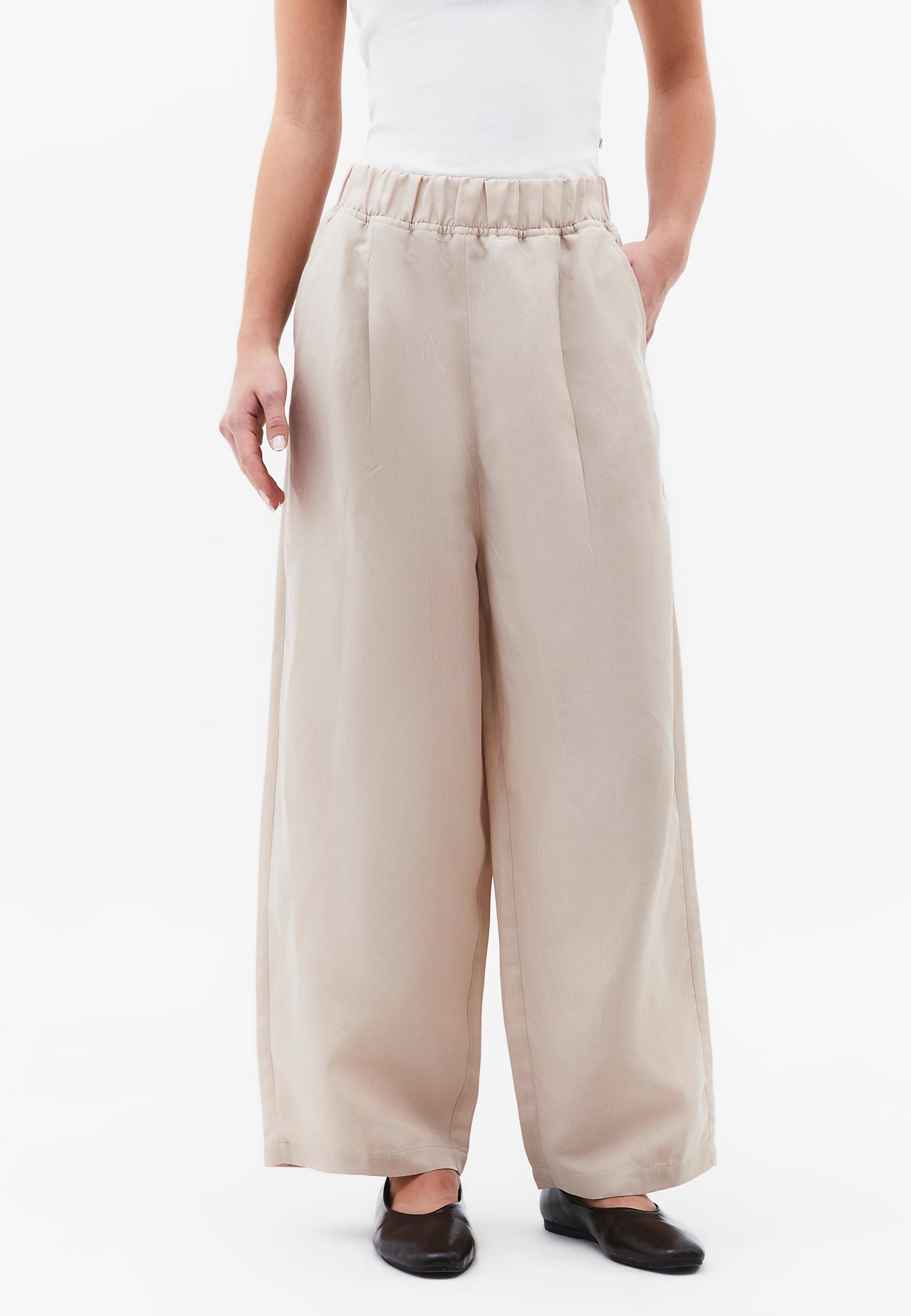 Balloon Form Elastic High Waist Carrot Pants - FEATHER GRAY