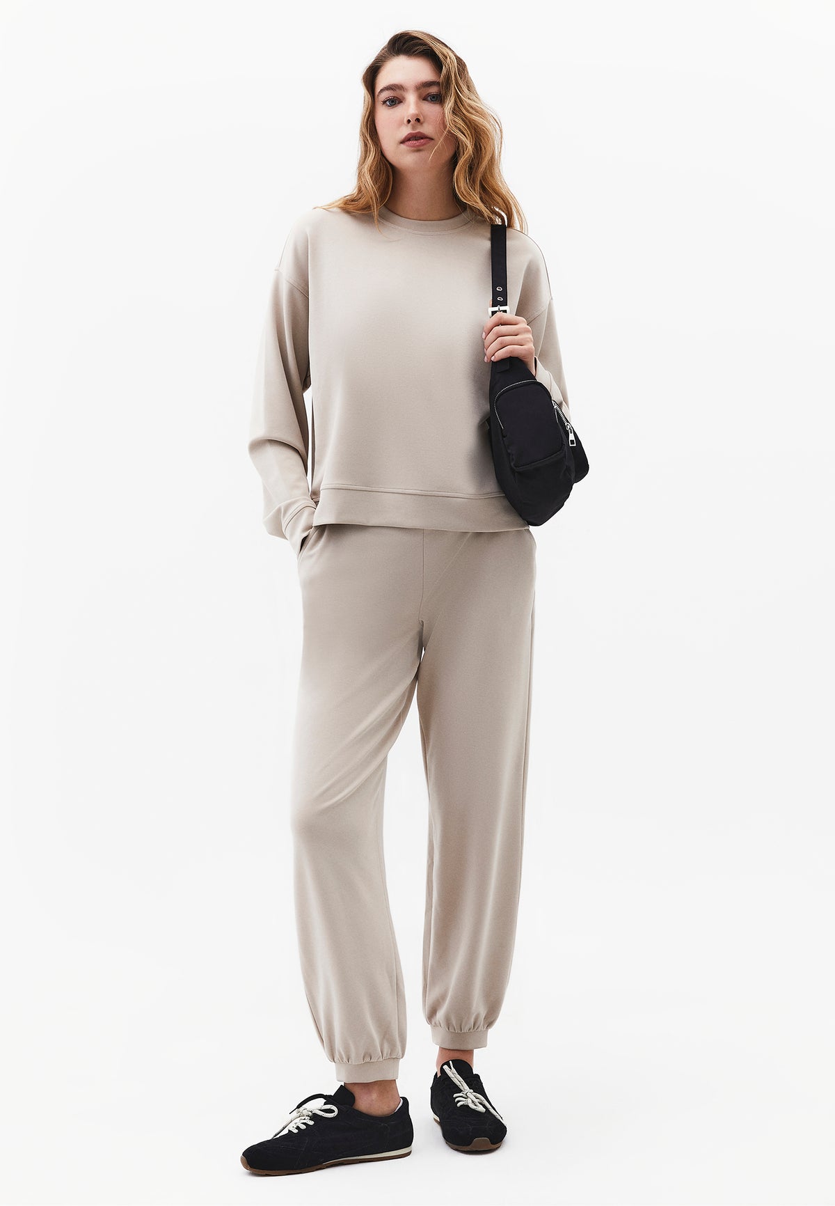 Crew Neck Long Sleeve Sweatshirt - FEATHER GRAY