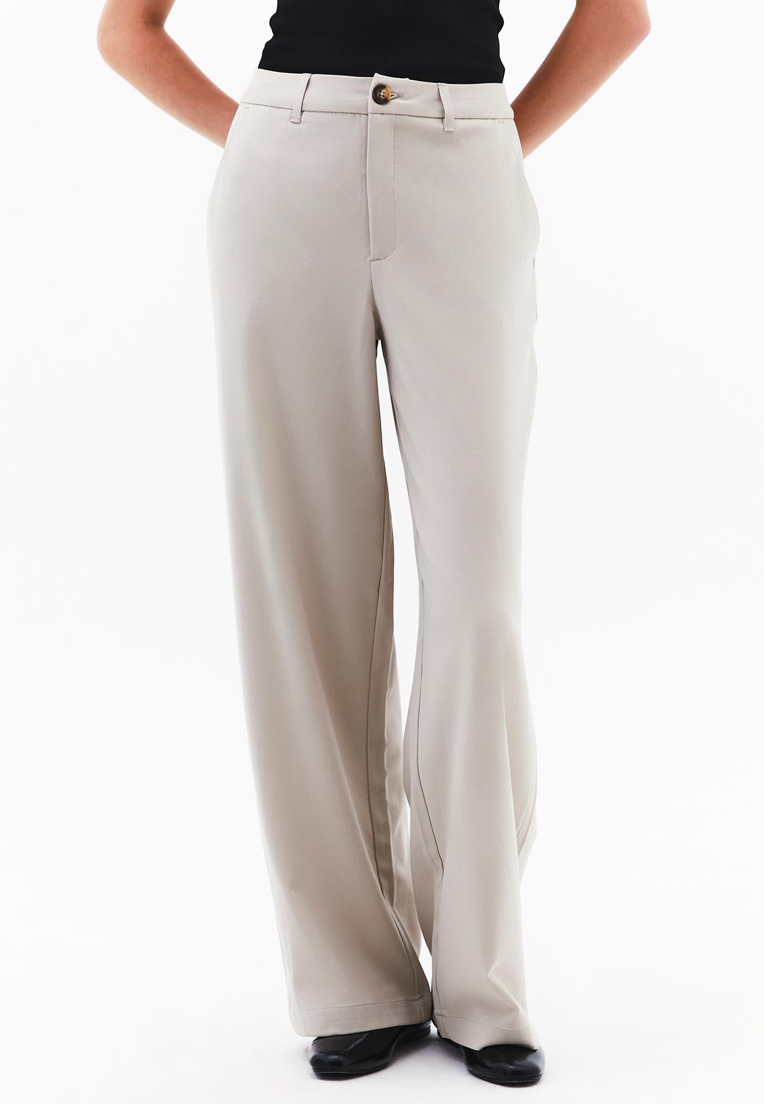 Straight Leg Buttoned Pants - FEATHER GRAY