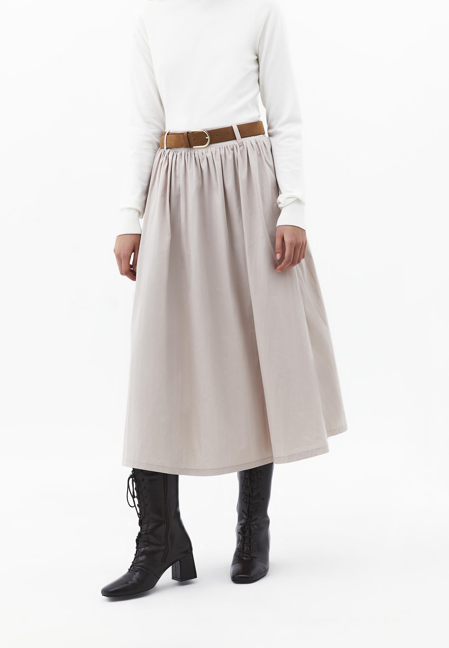 A-Line Long Skirt - FEATHER GRAY