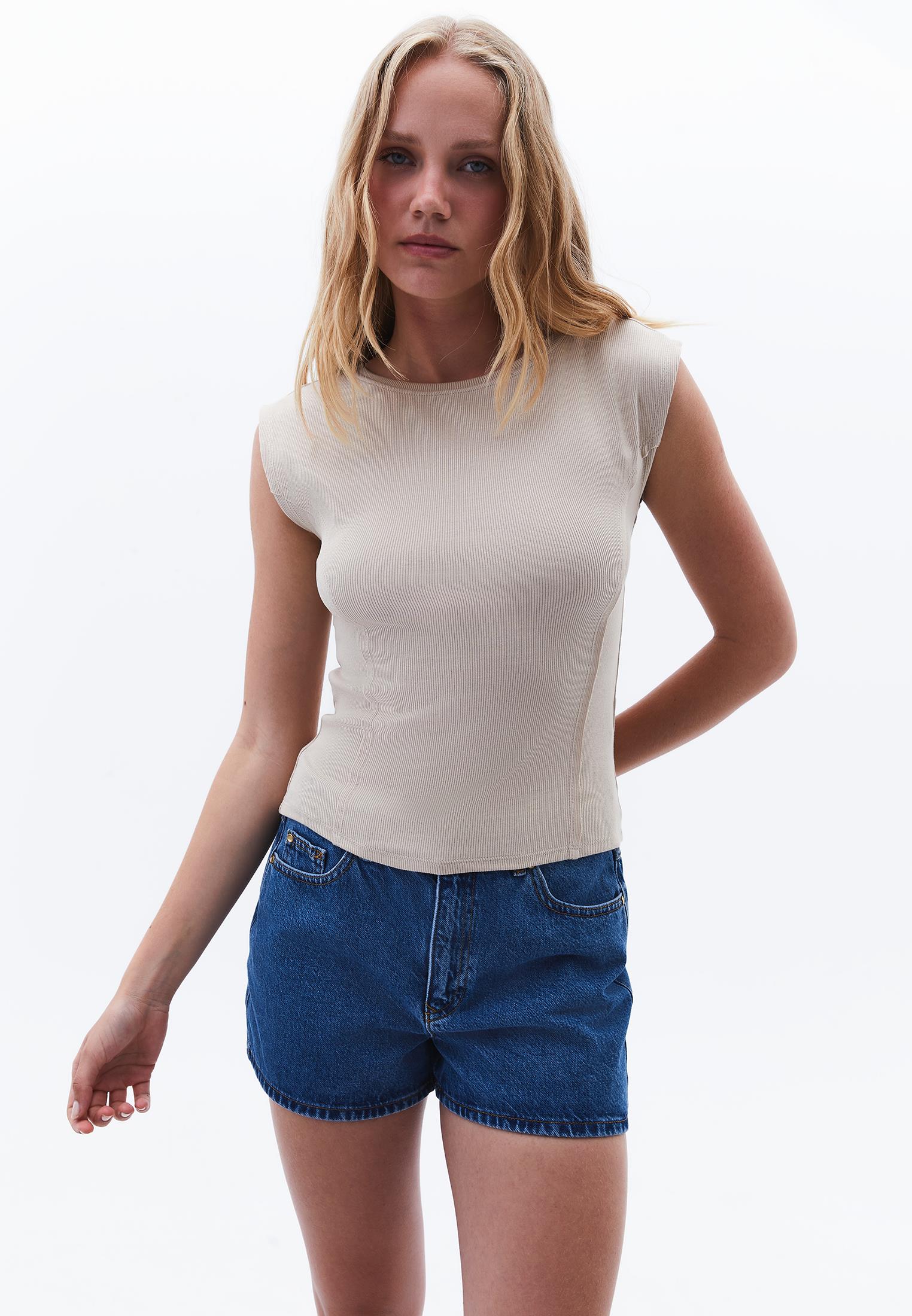 Boat Neck Short Sleeve T-Shirt - FEATHER GRAY