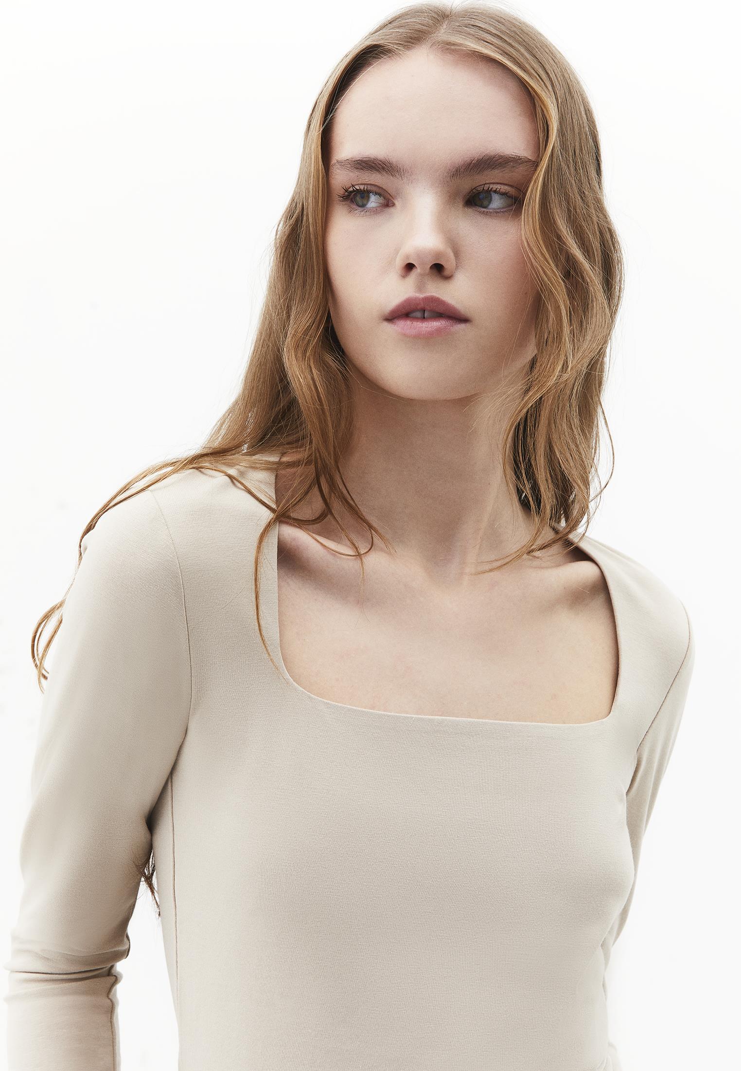 Square Neck Modal T-Shirt - FEATHER GRAY