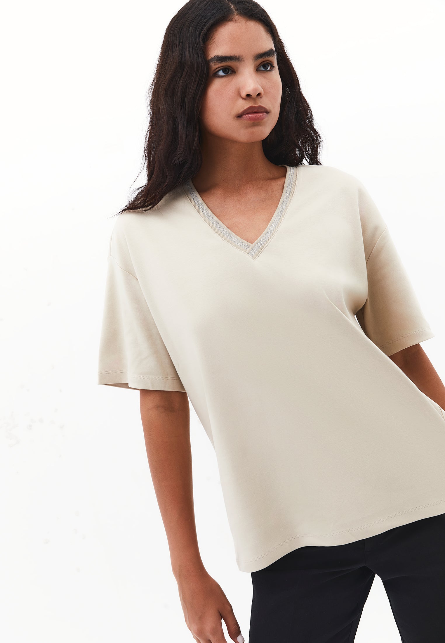 Oversize Cotton T-Shirt - FEATHER GRAY