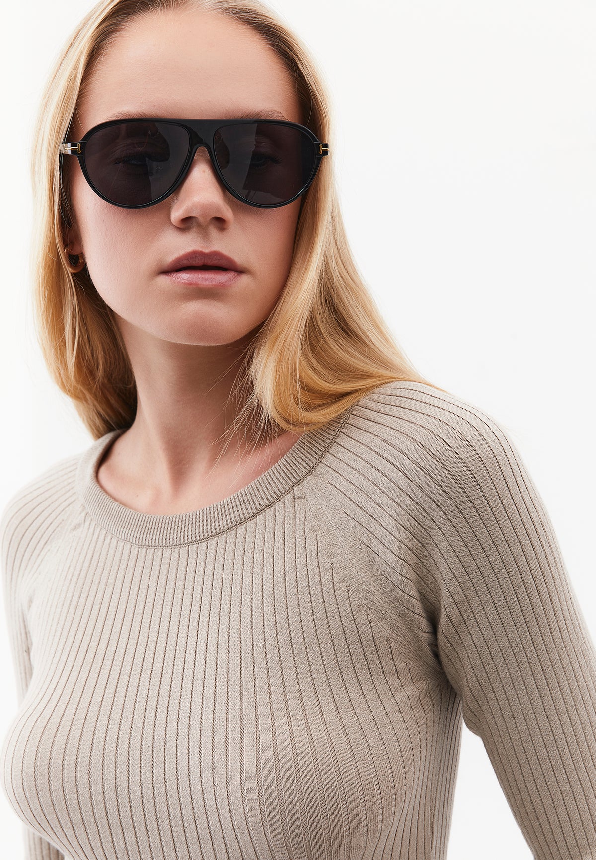 Ribbed Boat Neck Sweater - FEATHER GRAY
