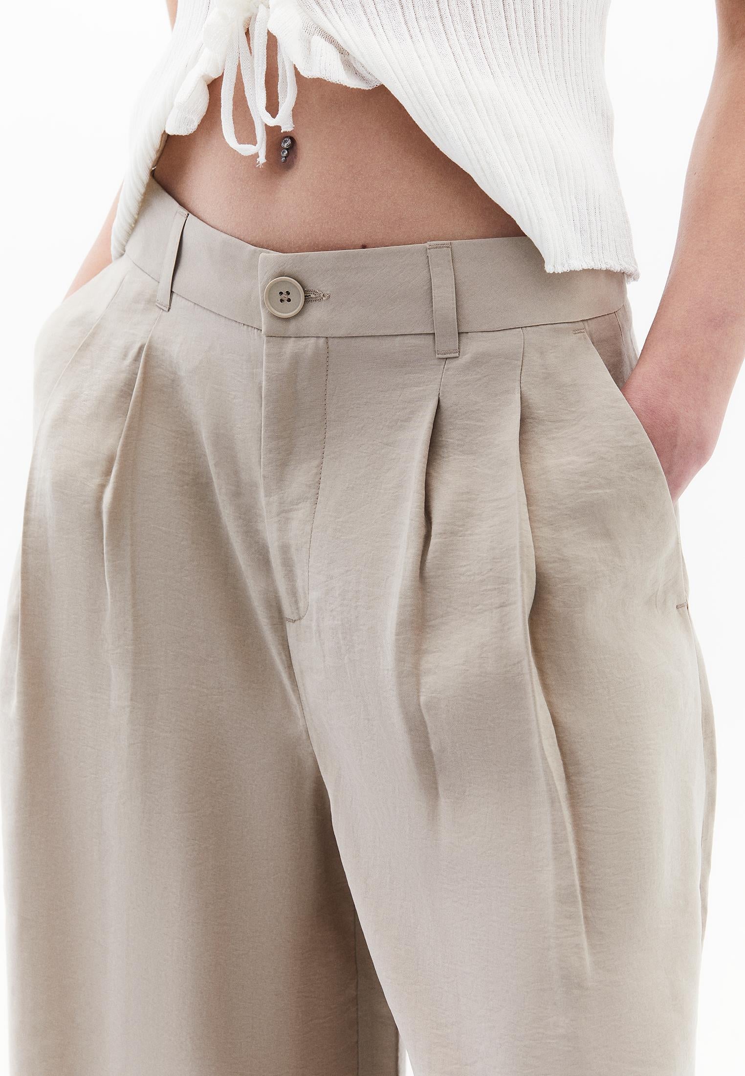 Cropped Culotte Trousers - FEATHER GRAY