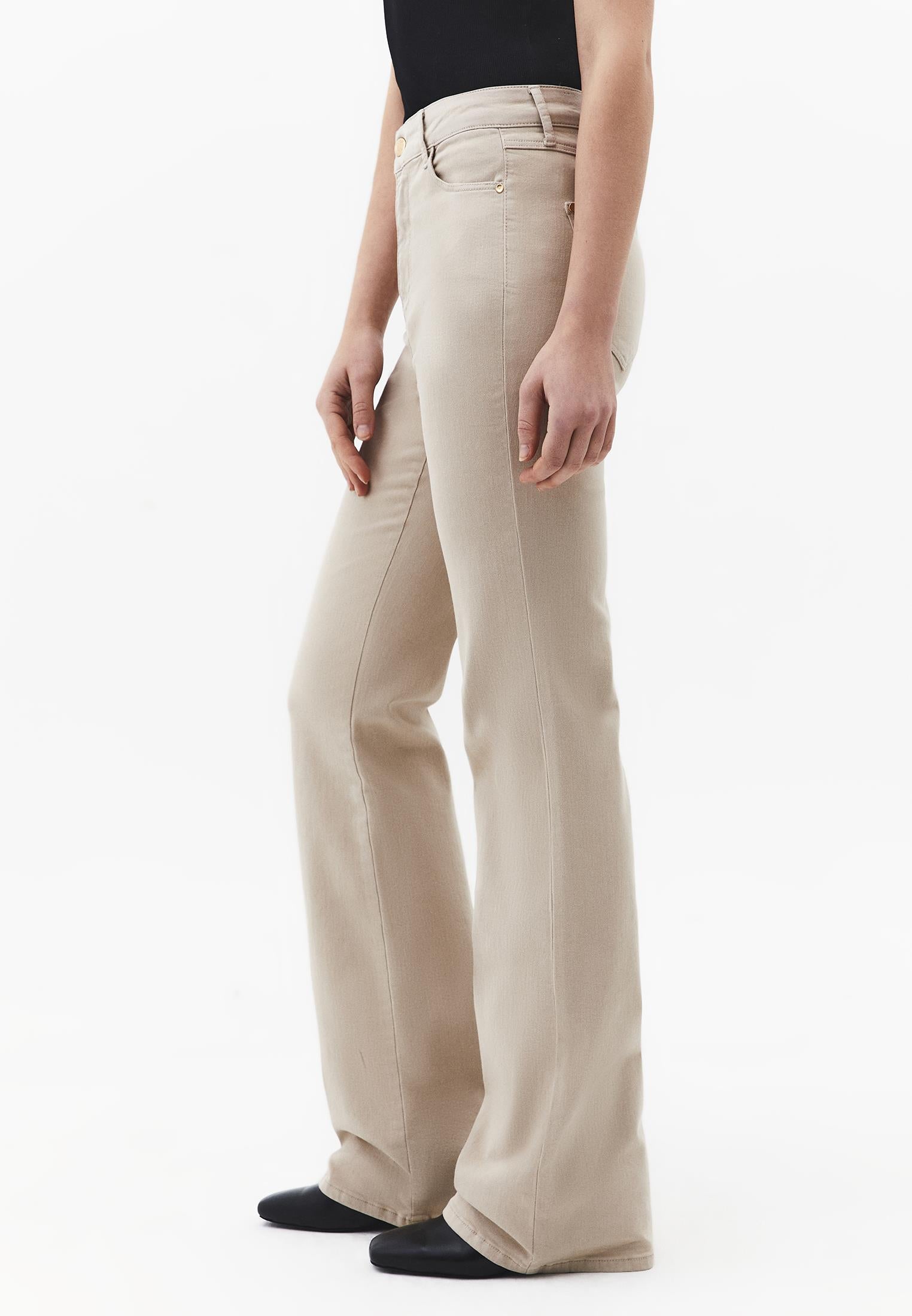 High Waist Straight Leg Long Pants - FEATHER GRAY