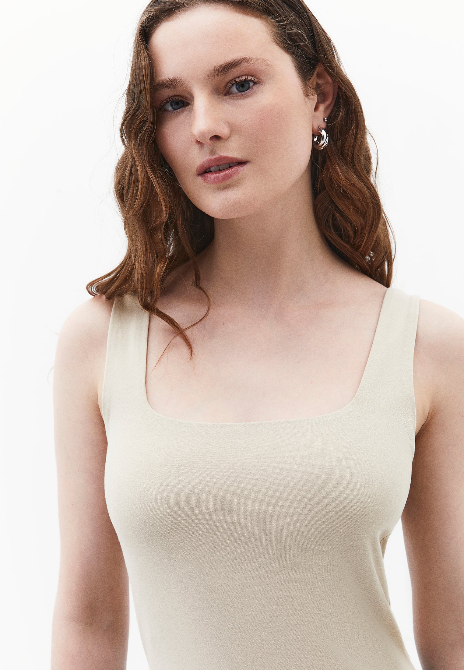 Square Neck Tank Top - FEATHER GRAY