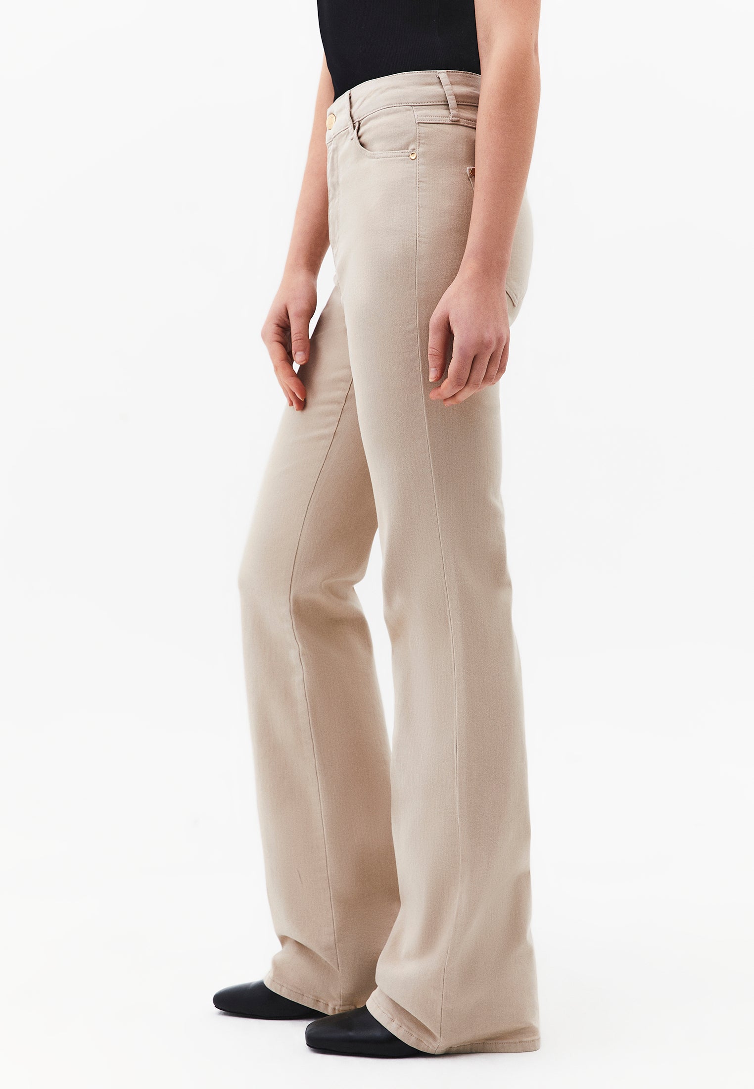 High Waist Straight Leg Long Pants - FEATHER GRAY