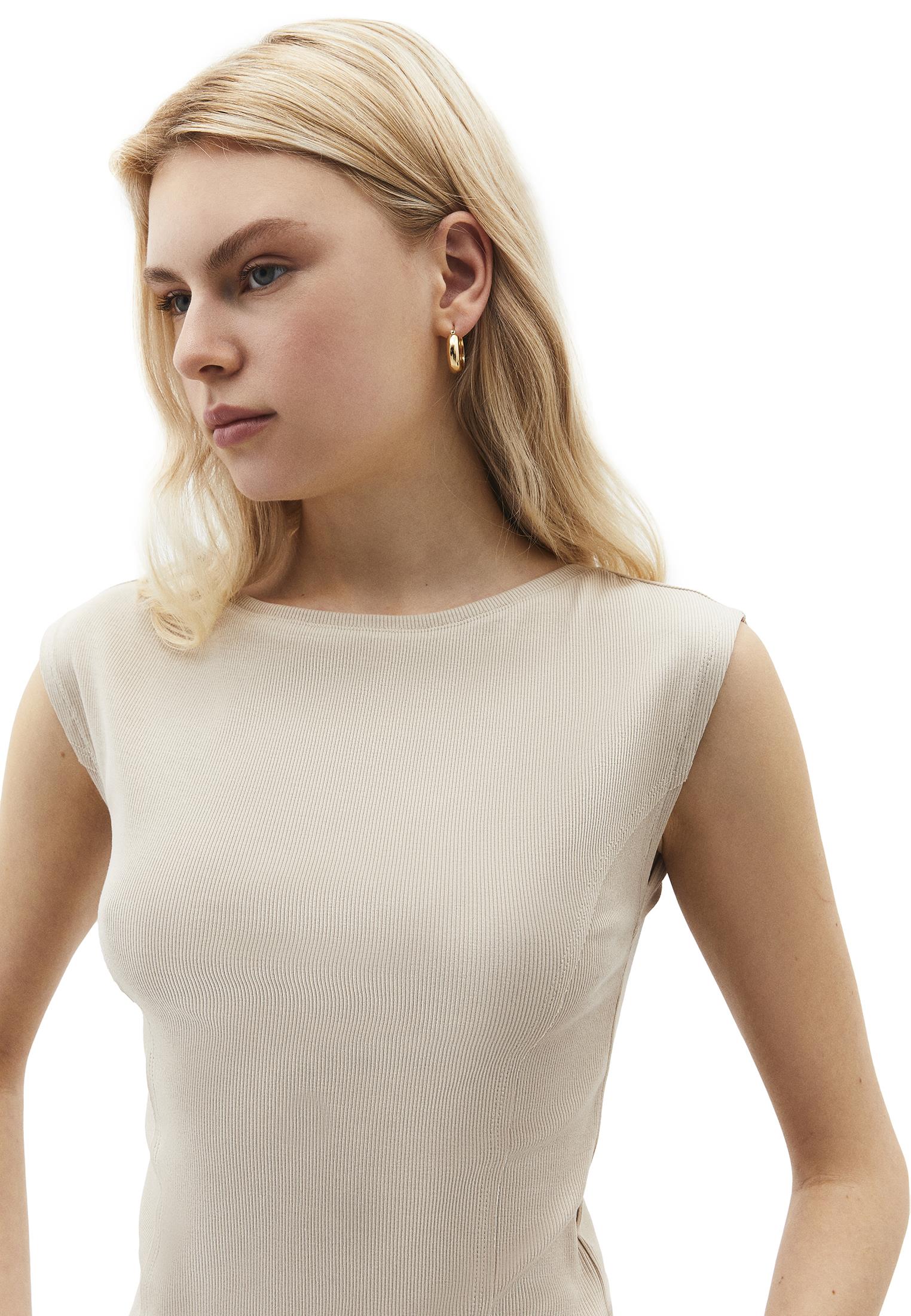 Boat Neck Short Sleeve Bodycon T-Shirt - FEATHER GRAY