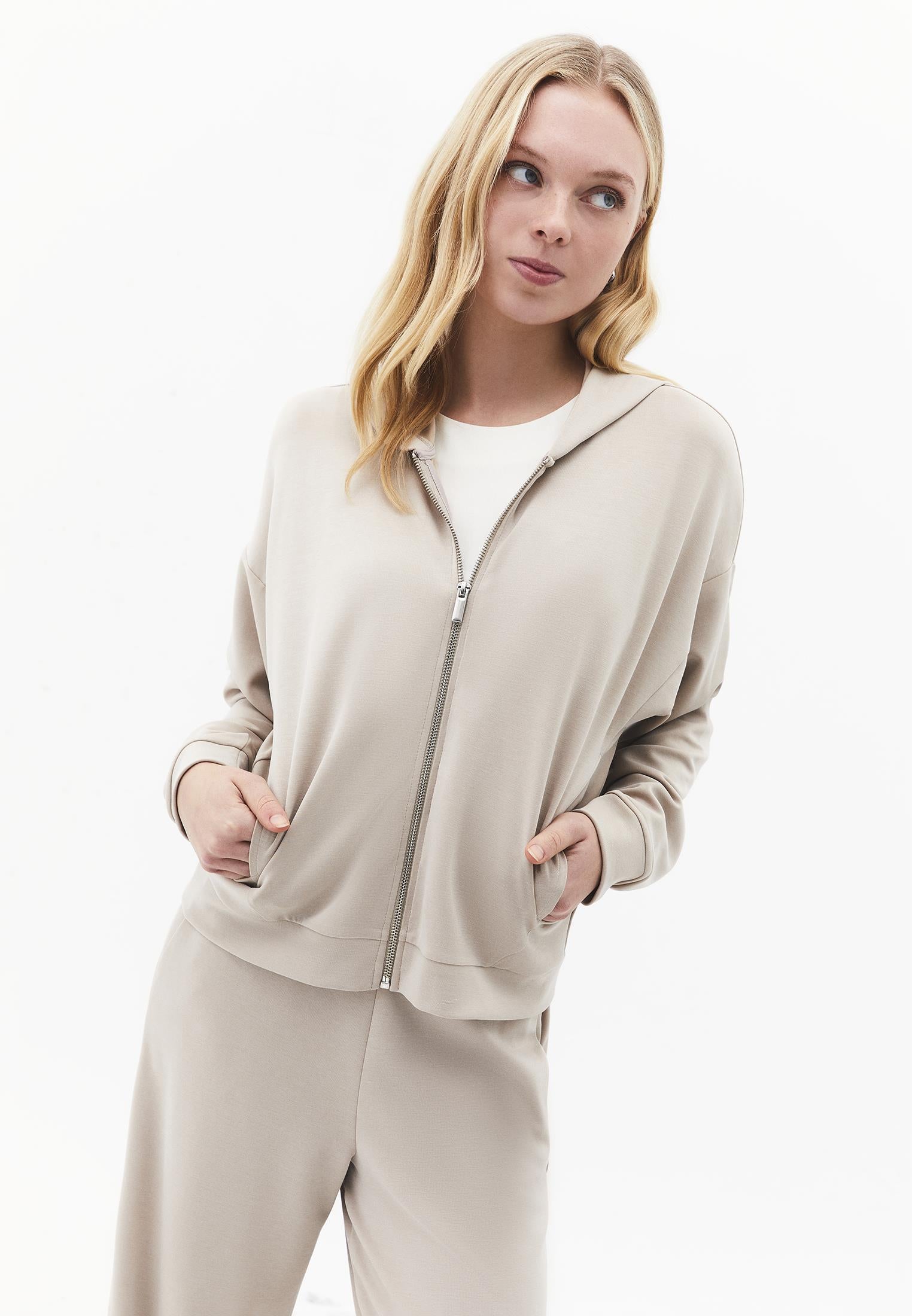 Long Sleeved Sweatshirt With Pocket Detail - FEATHER GRAY