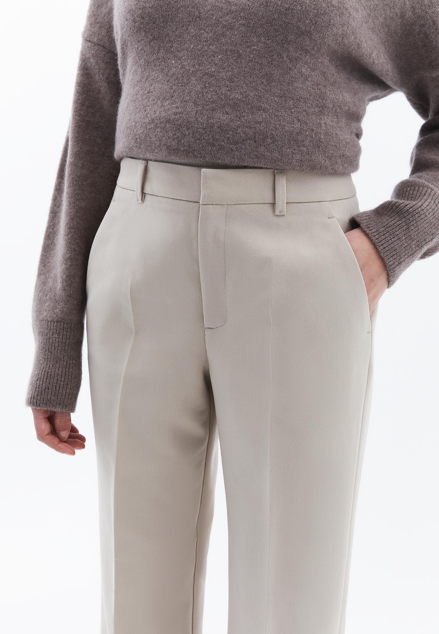 High Waist Long Slim Pants - FEATHER GRAY